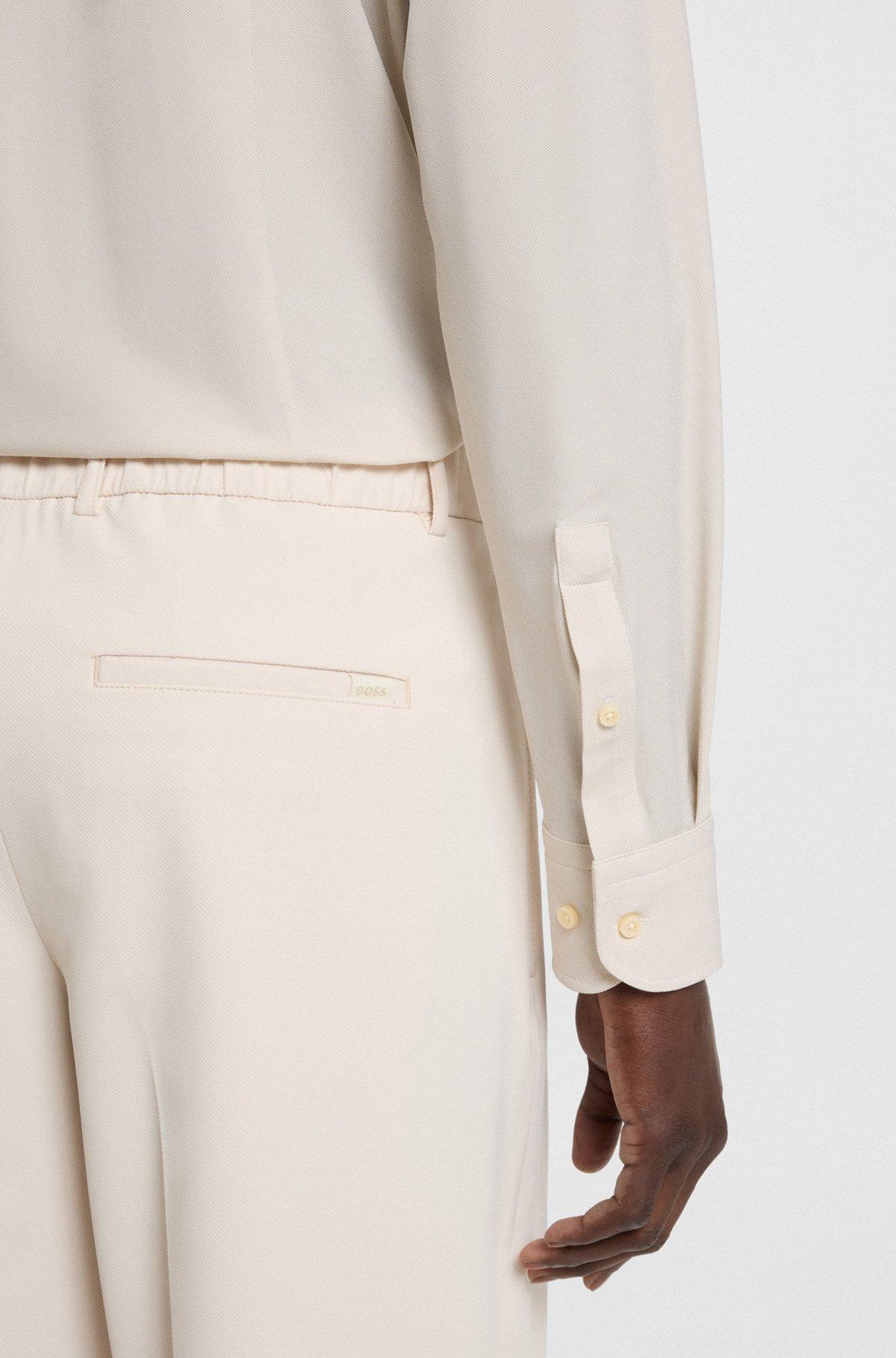 BOSS - Printed slim-fit shirt in performance-stretch fabric - White Product Image