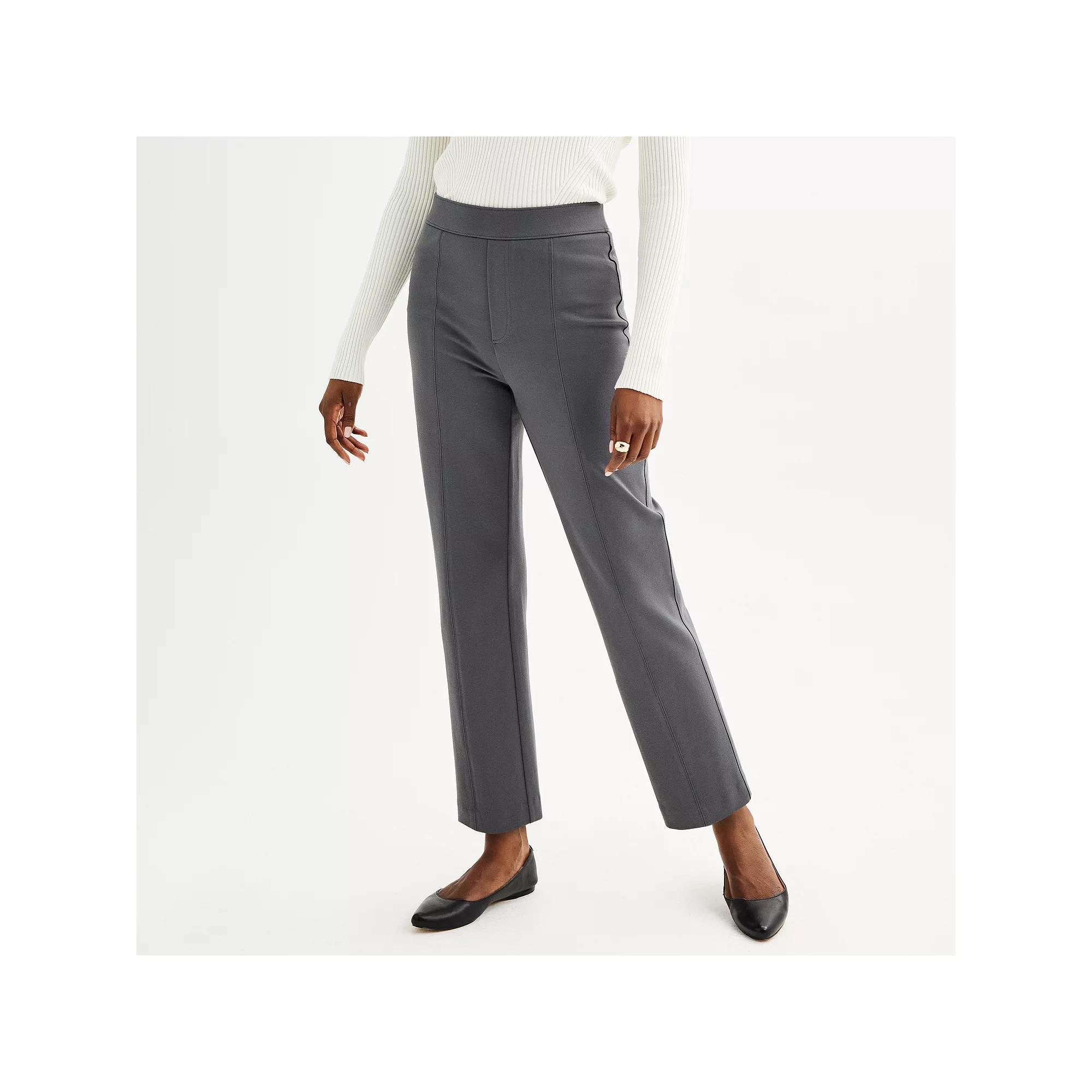 Women's Nine West High Rise Slim-Straight Ponte Pants, Size: Medium, Coalmine Product Image