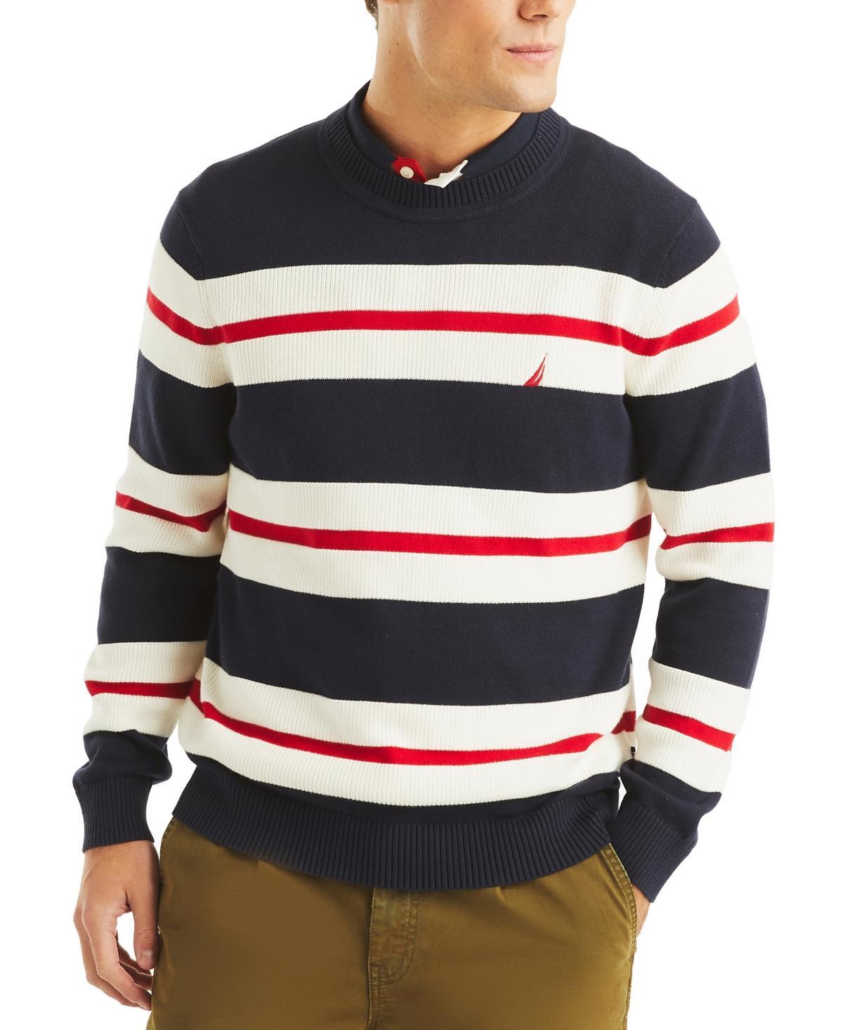 Nautica Mens Striped Textured Crewneck Sweater Product Image