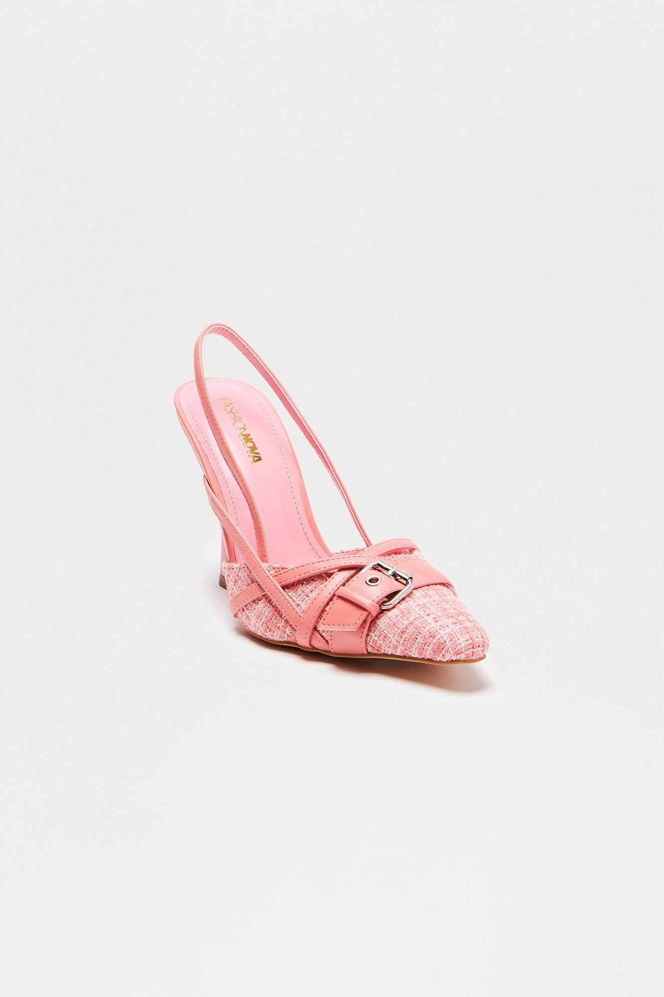 Jodelle Tweed Slingback Pumps - Pink Product Image