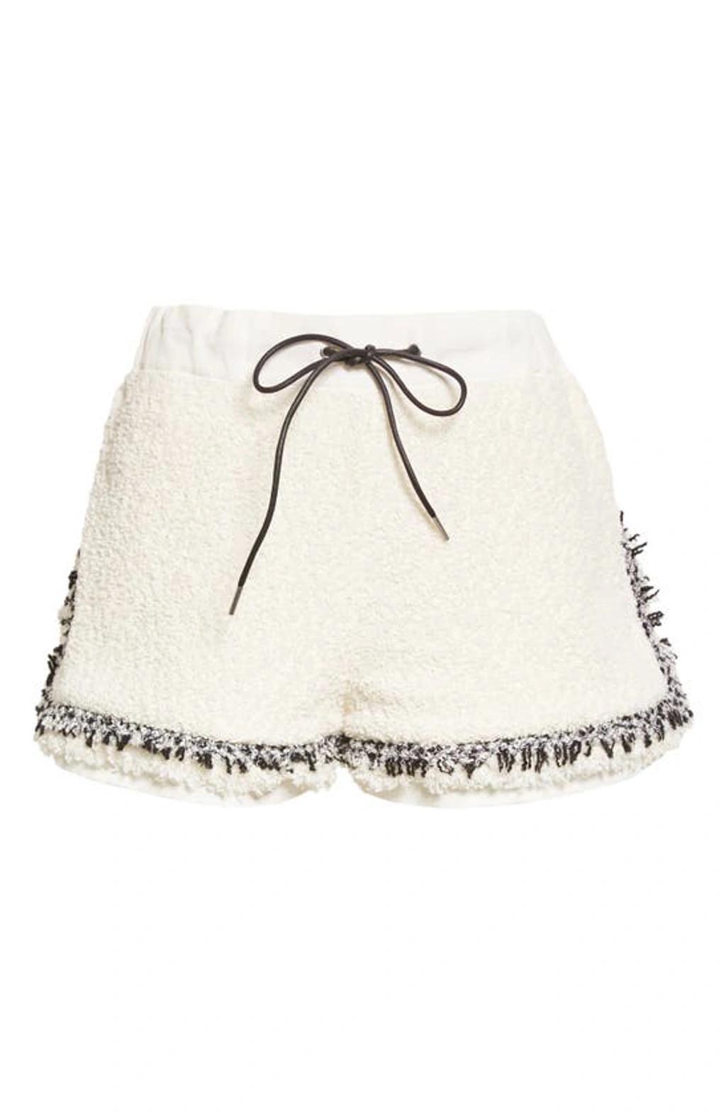 SACAI Fringe-detail Drawstring Shorts In Off White Product Image