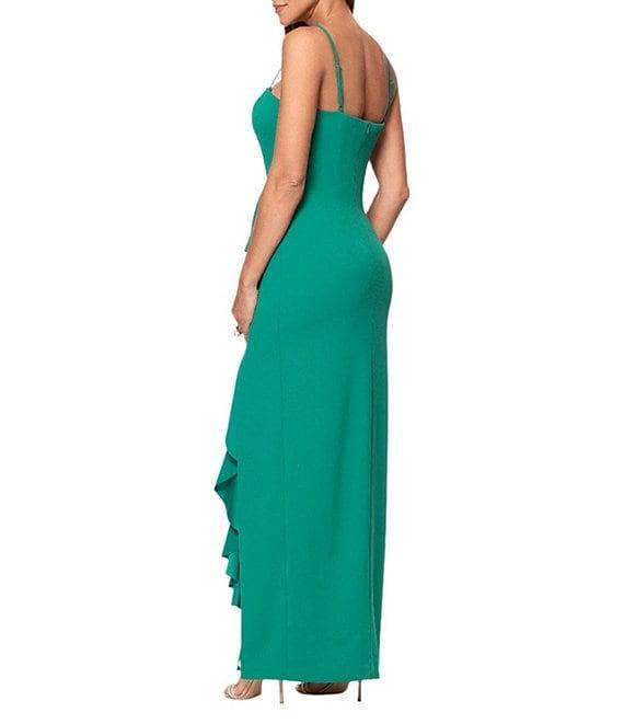 Xscape Scuba Petite Size Ruffle Front Scuba Crepe Dress Product Image