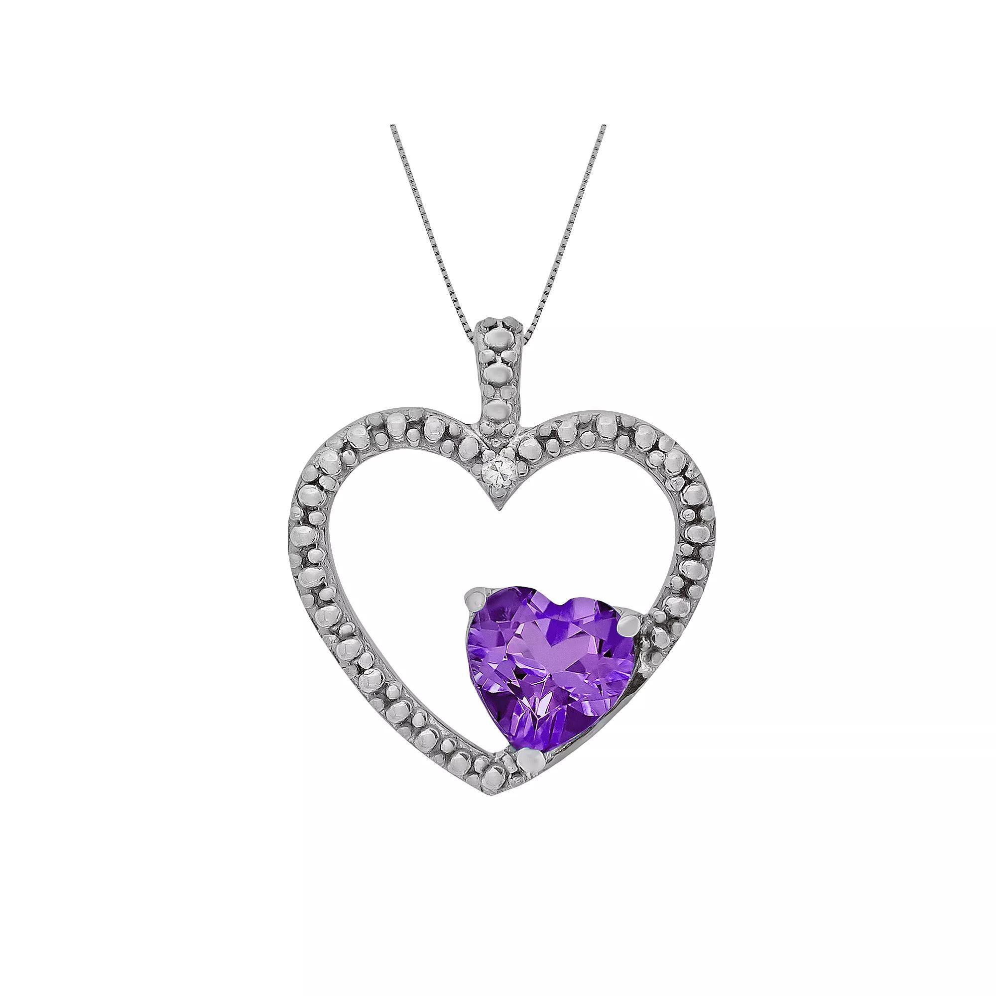 Gemminded Sterling Silver Garnet and Diamond Accent Heart Pendant, Women's, Size: 18", Red Product Image