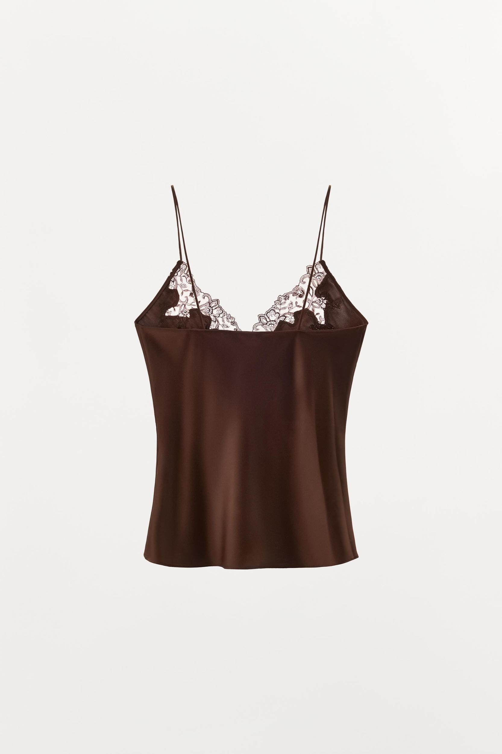 SATIN EFFECT EMBROIDERED LACE TOP Product Image