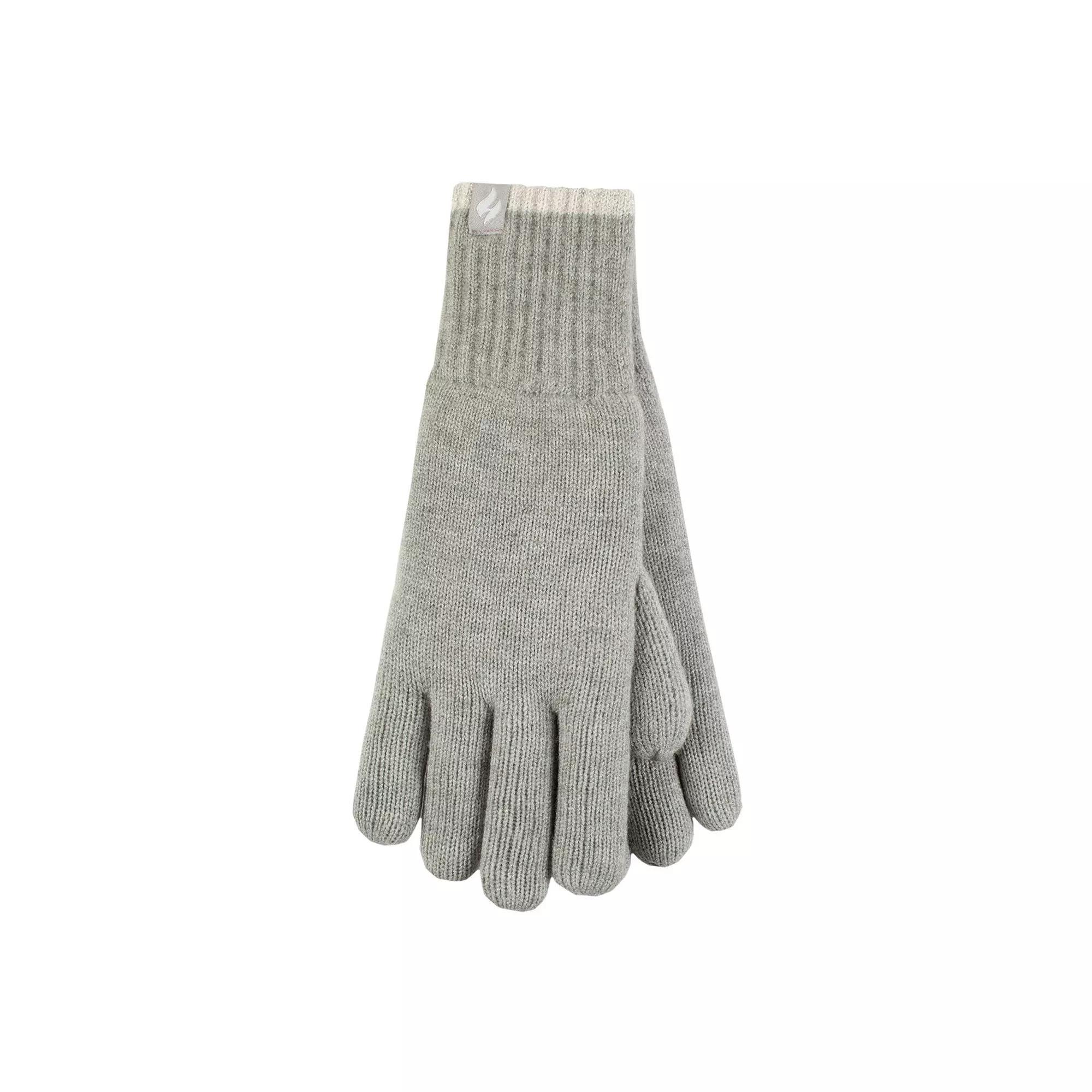 Women's Heat Holders Heatweaver Sparkle Striped Gloves, Size: Small-Medium, Light Gray Product Image