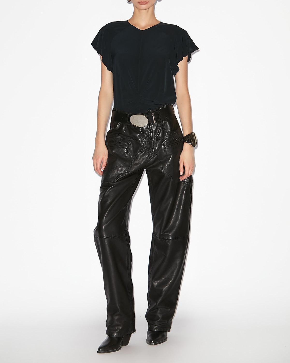 ISABEL MARANT Tullya Viscose Ruched Detail T-shirt In Black Product Image