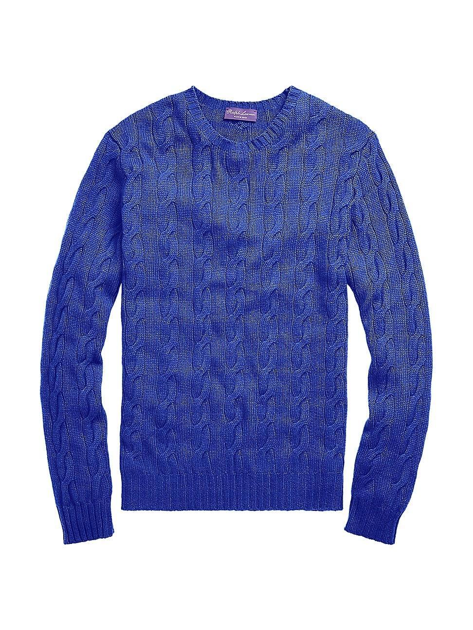 Cashmere Cable-Knit Crewneck Sweater, Cream Product Image