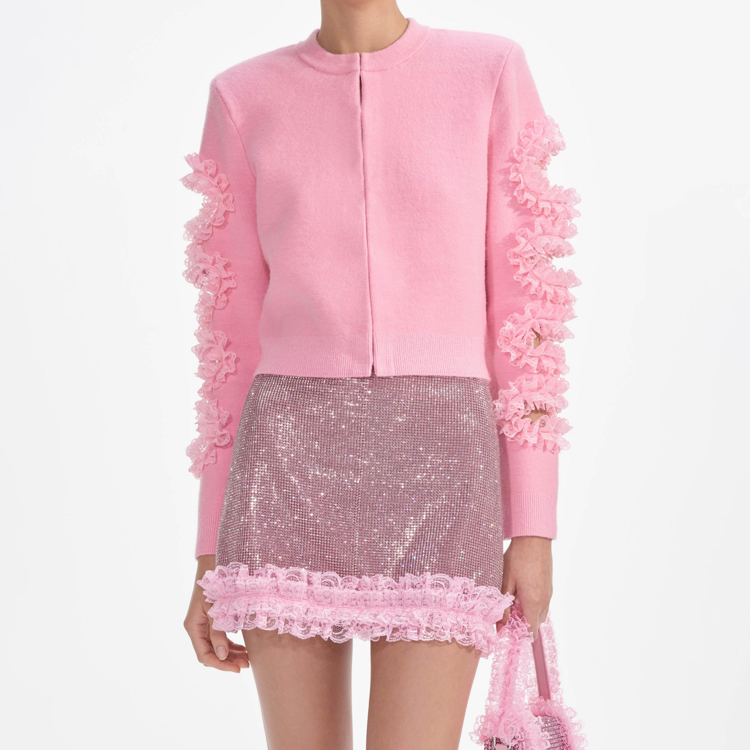 Pink Crystal Chainmail Mini Skirt Product Image