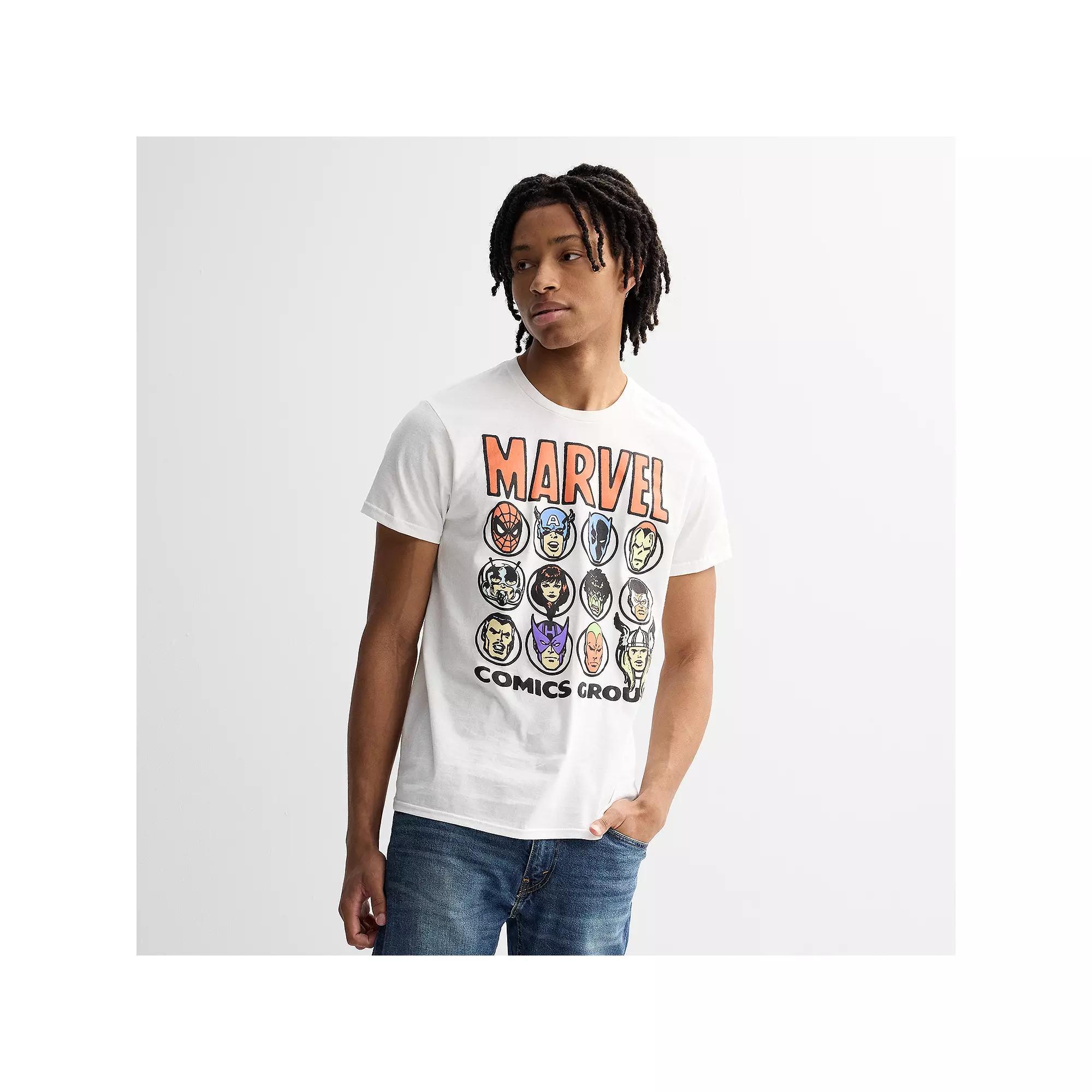 Men's Marvel Comic Heads Graphic Tee, Size: Small, White Product Image