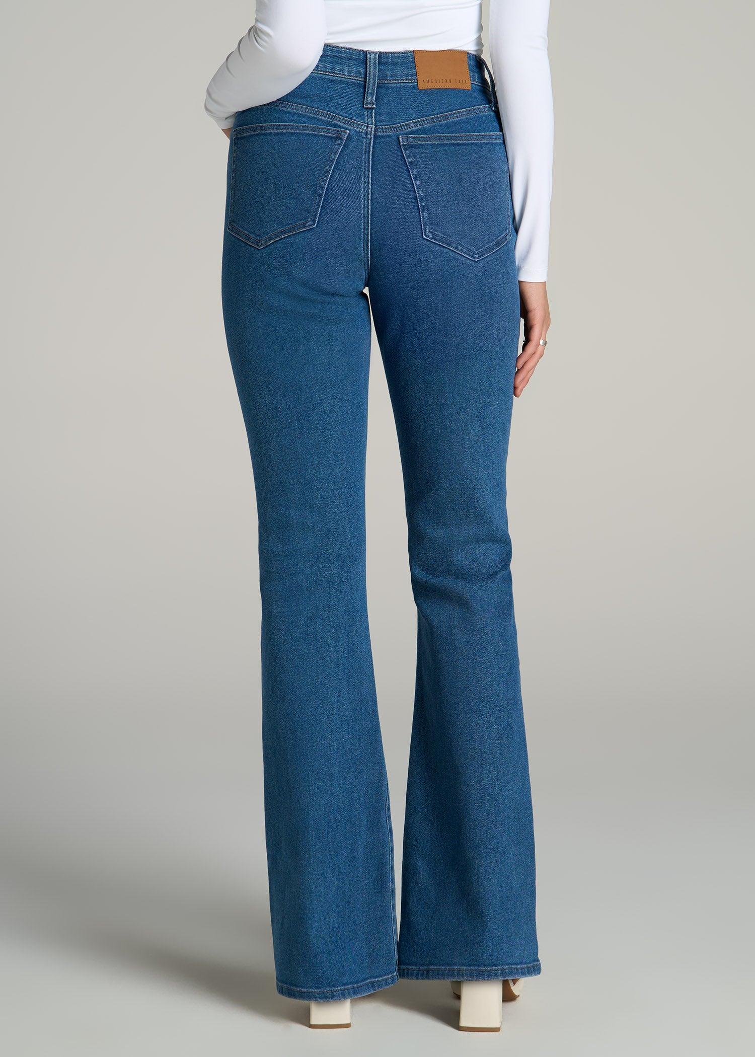 Chloe High Rise Flare Jeans for Tall Women in Washed Medium Indigo Product Image