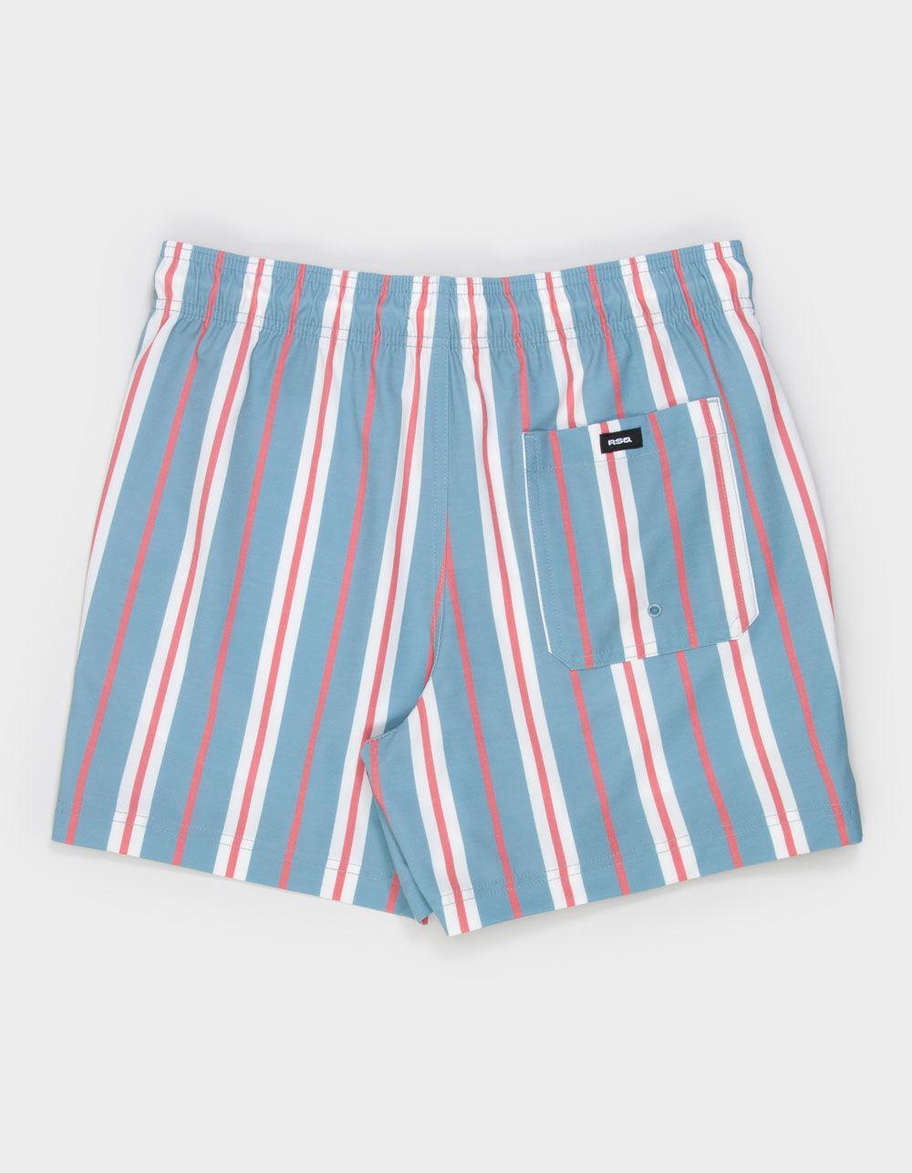 RSQ Mens Heritage Stripe 5" Swim Shorts - RED/WHT/BLUE Product Image