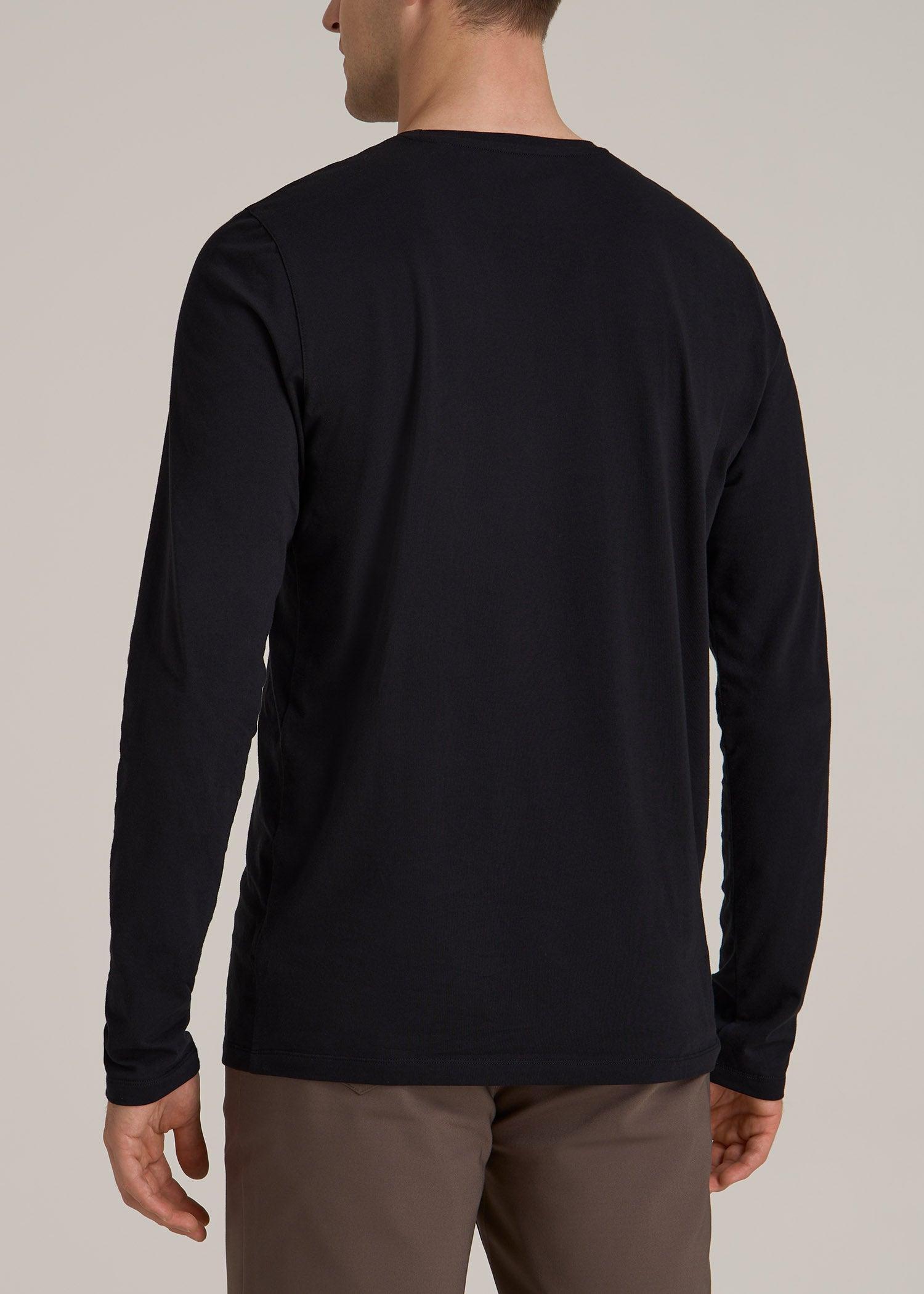 The Essential MODERN-FIT Crewneck Long Sleeve Tall Men's Tee in Black Product Image