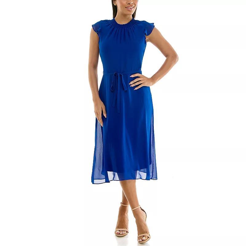 Women's Nina Leonard Mockneck Chiffon Dress, Size: Small, Green Product Image