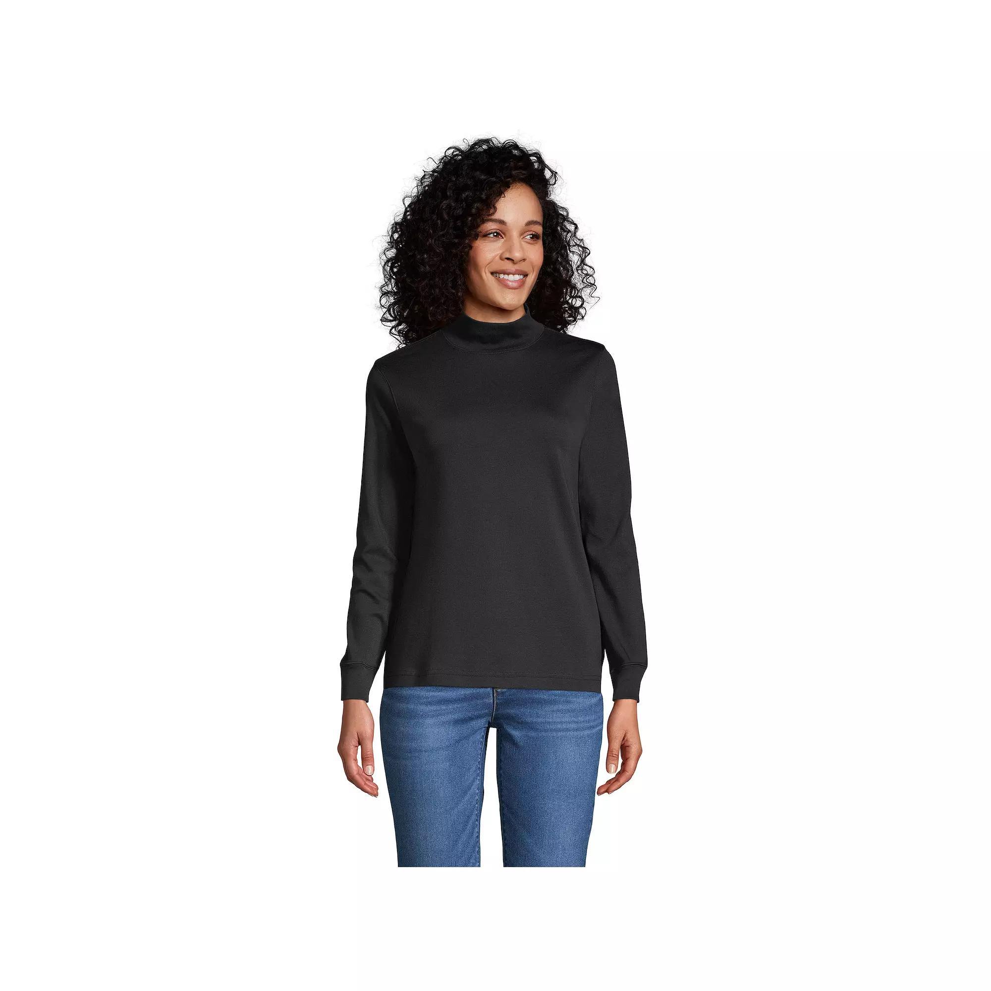 Petite Lands' End Supima Mockneck Top, Women's, Size: Medium Petite, White Product Image
