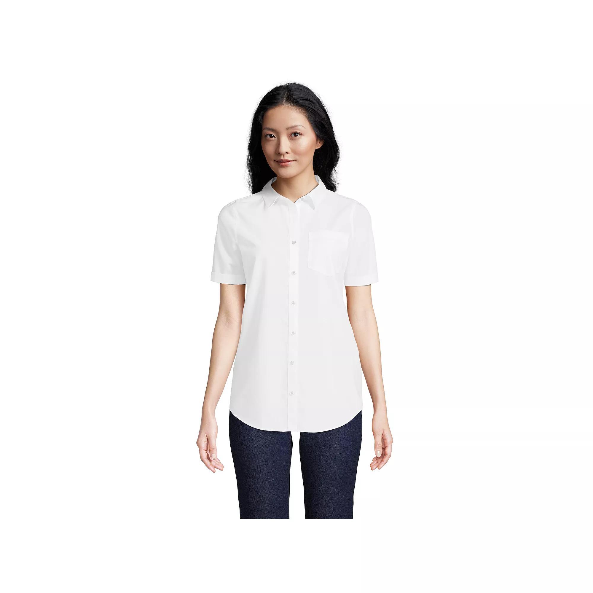 Womens Lands End Wrinkle Free No Iron Short Sleeve Shirt Product Image