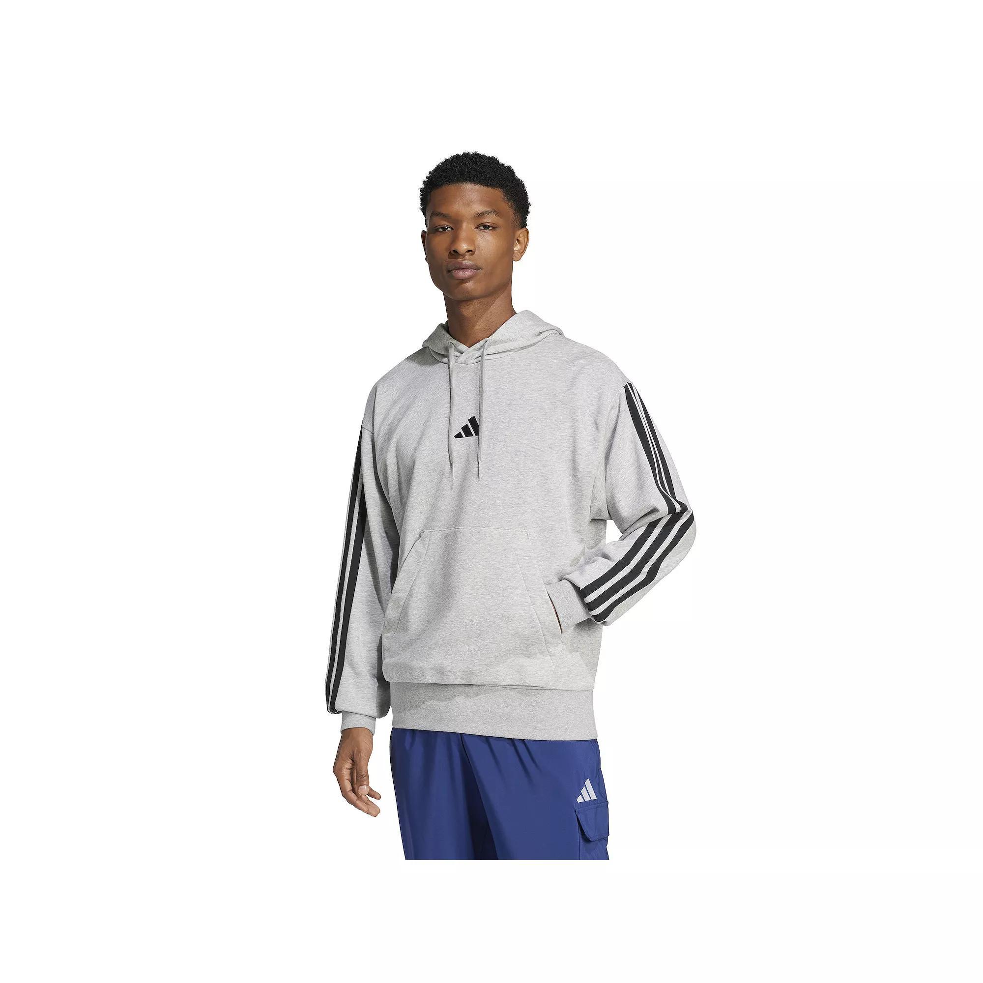 Big & Tall adidas Essentials 3-Stripes French Terry Sportswear Hoodie, Men's, Size: XXL Tall, Medium Grey Grey Product Image