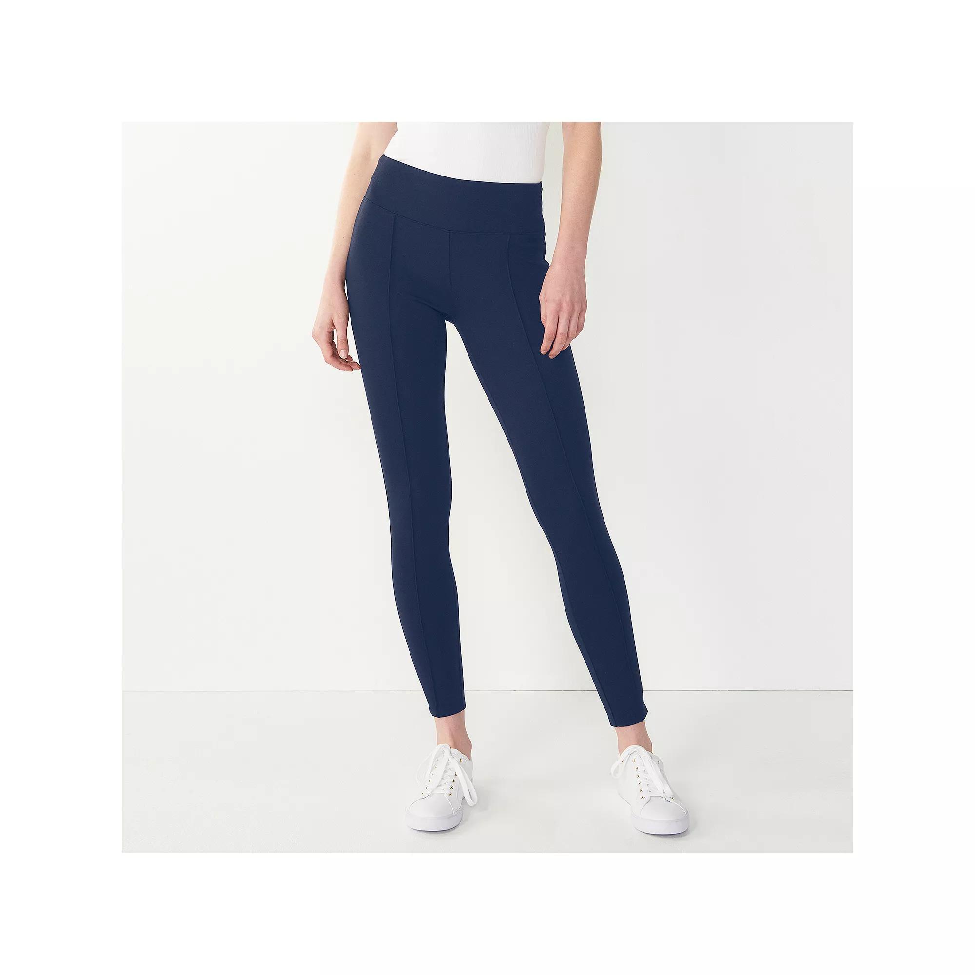 Petite Nine West Seamed Tummy Control Ponte Leggings, Women's, Size: Small Petite, Captain Product Image