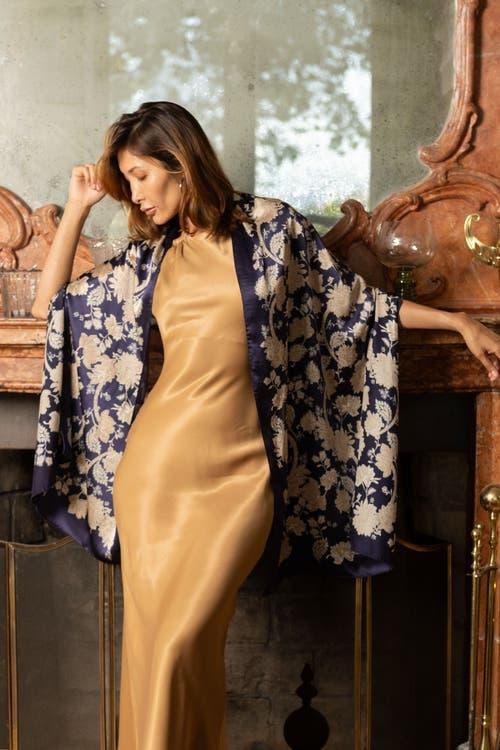 Elizabetta Esmeralda - Silk Scarf/Shawl for Women in Midnight Blue And Gold at Nordstrom Product Image