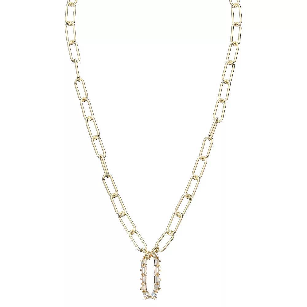 Juvell 18k Gold Plated Cubic Zirconia Link Drop Necklace, Women's, Size: 18", Gold Tone Product Image
