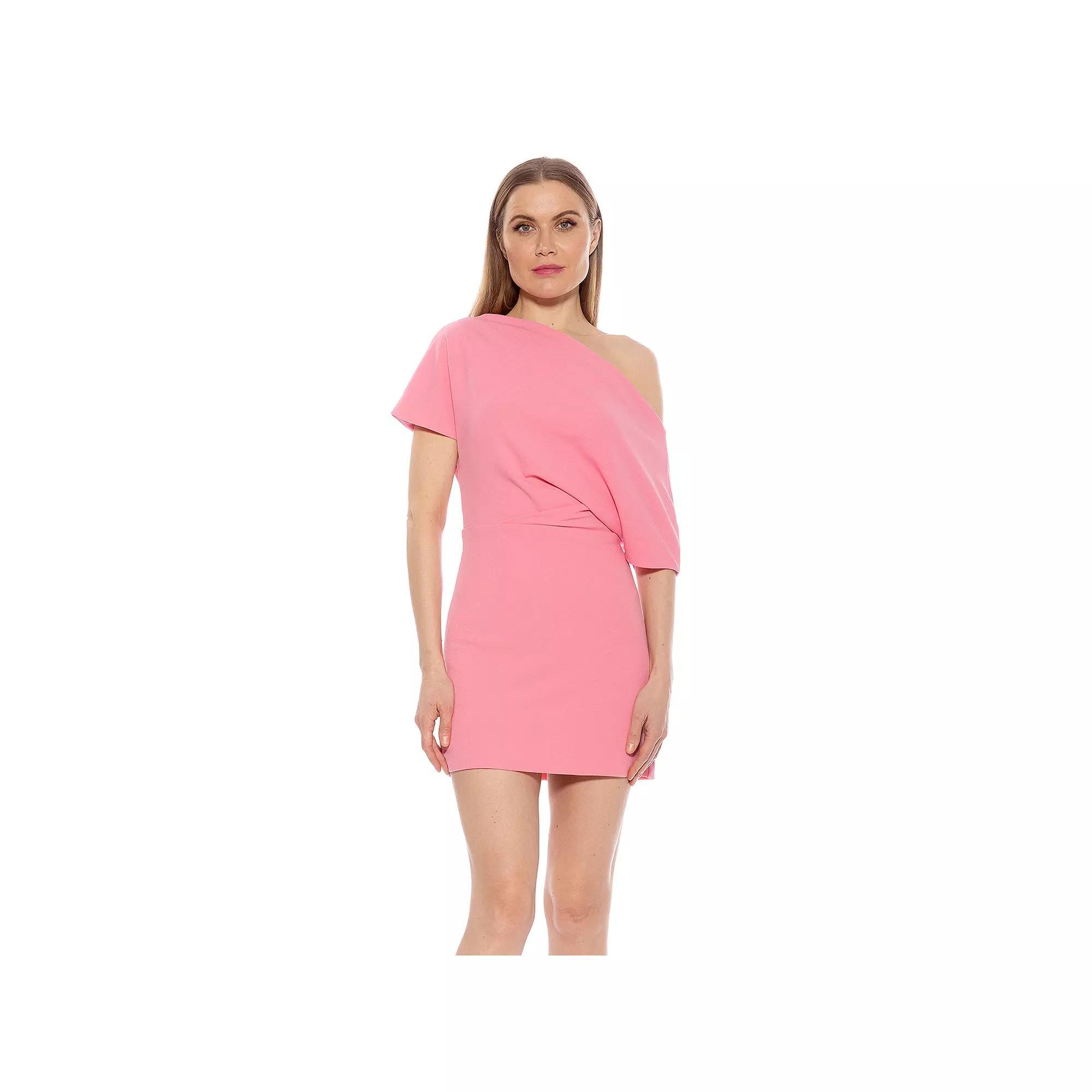Women's ALEXIA ADMOR Draped Shoulder Mini A-Line Dress, Size: Small, Yellow Team Product Image