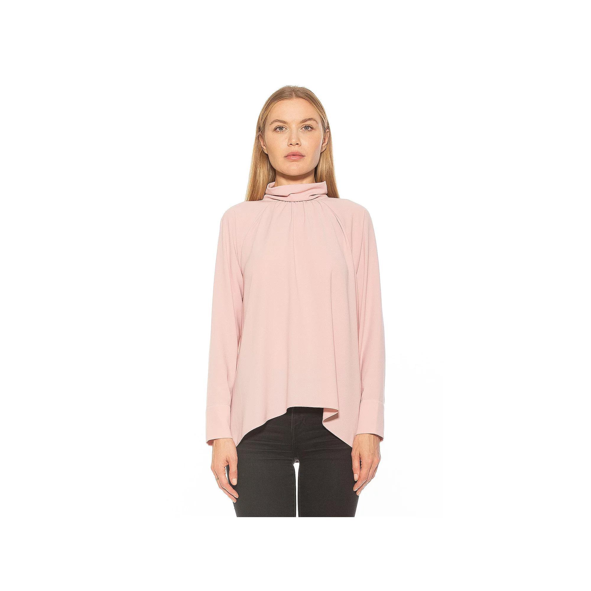Women's ALEXIA ADMOR Danielle Mockneck Draped Flowy Blouse, Size: Large, Ivory Product Image