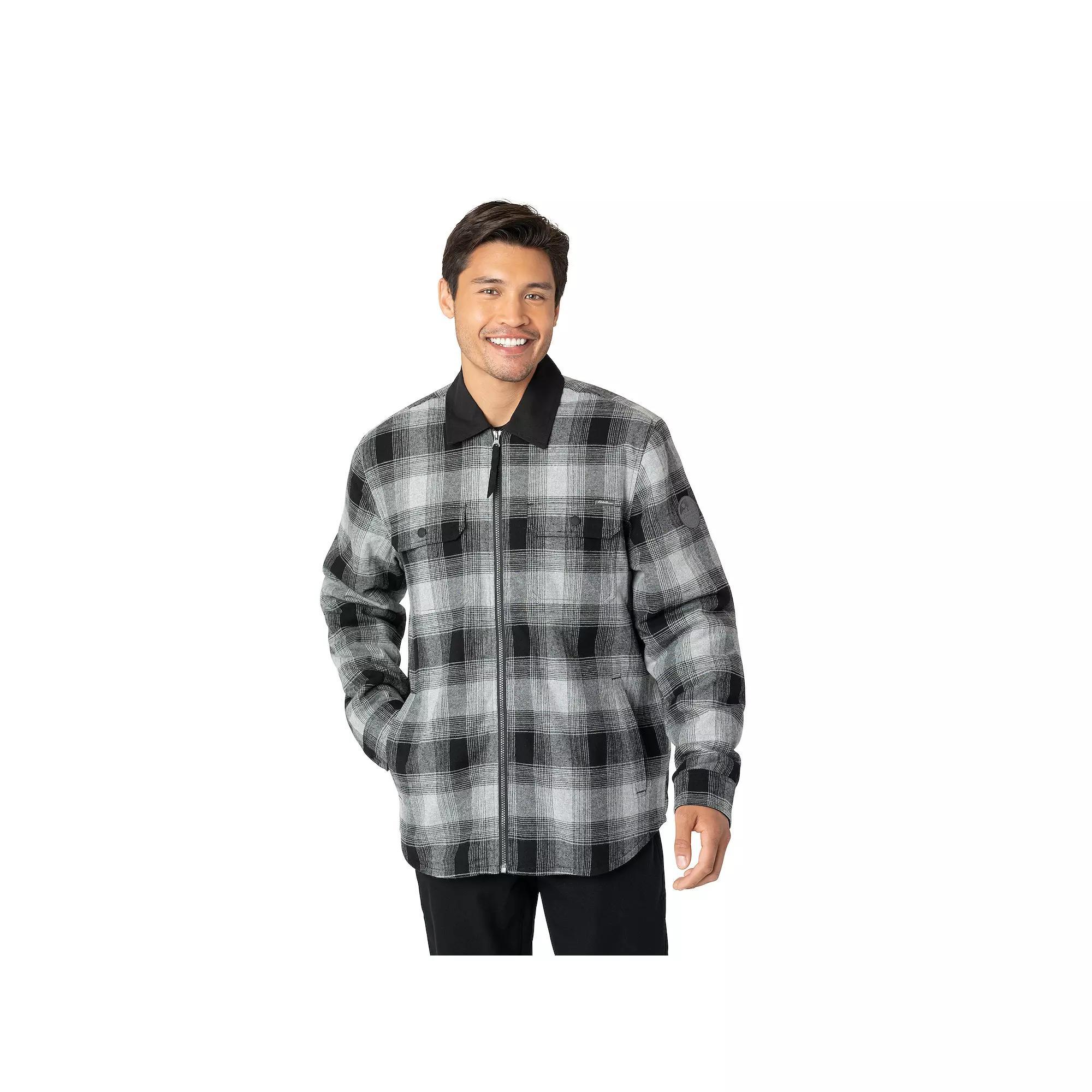 Men's Eddie Bauer Favorite Flannel Faux Shearling Lined Shacket, Size: Small, Lt Green Product Image