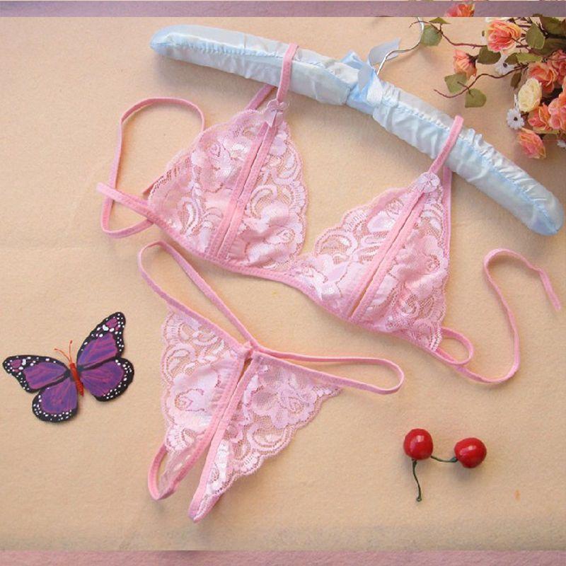 Set: Lace Bralette + Thongs Product Image