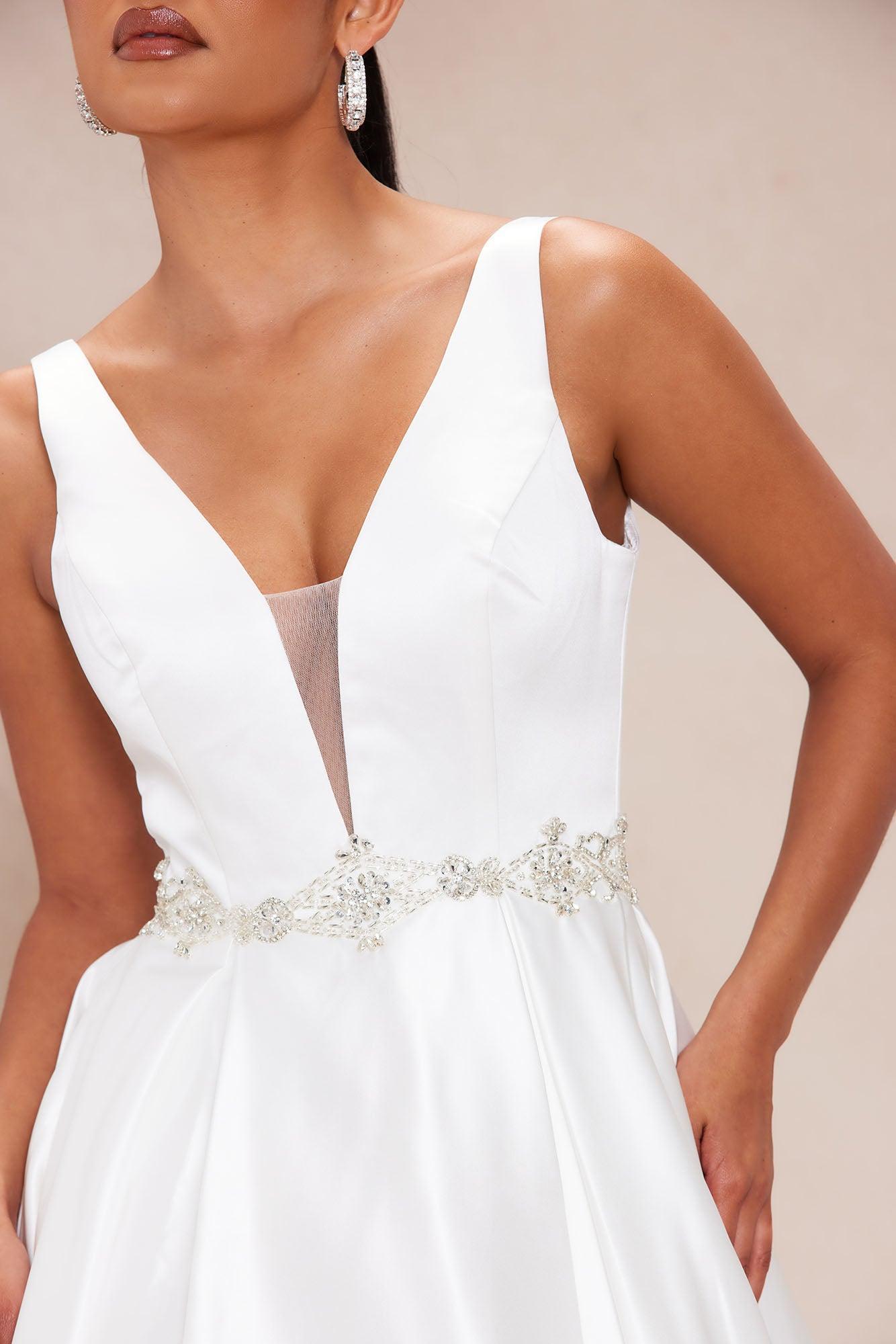 Annalise Satin Embellished Bridal Gown - White Product Image