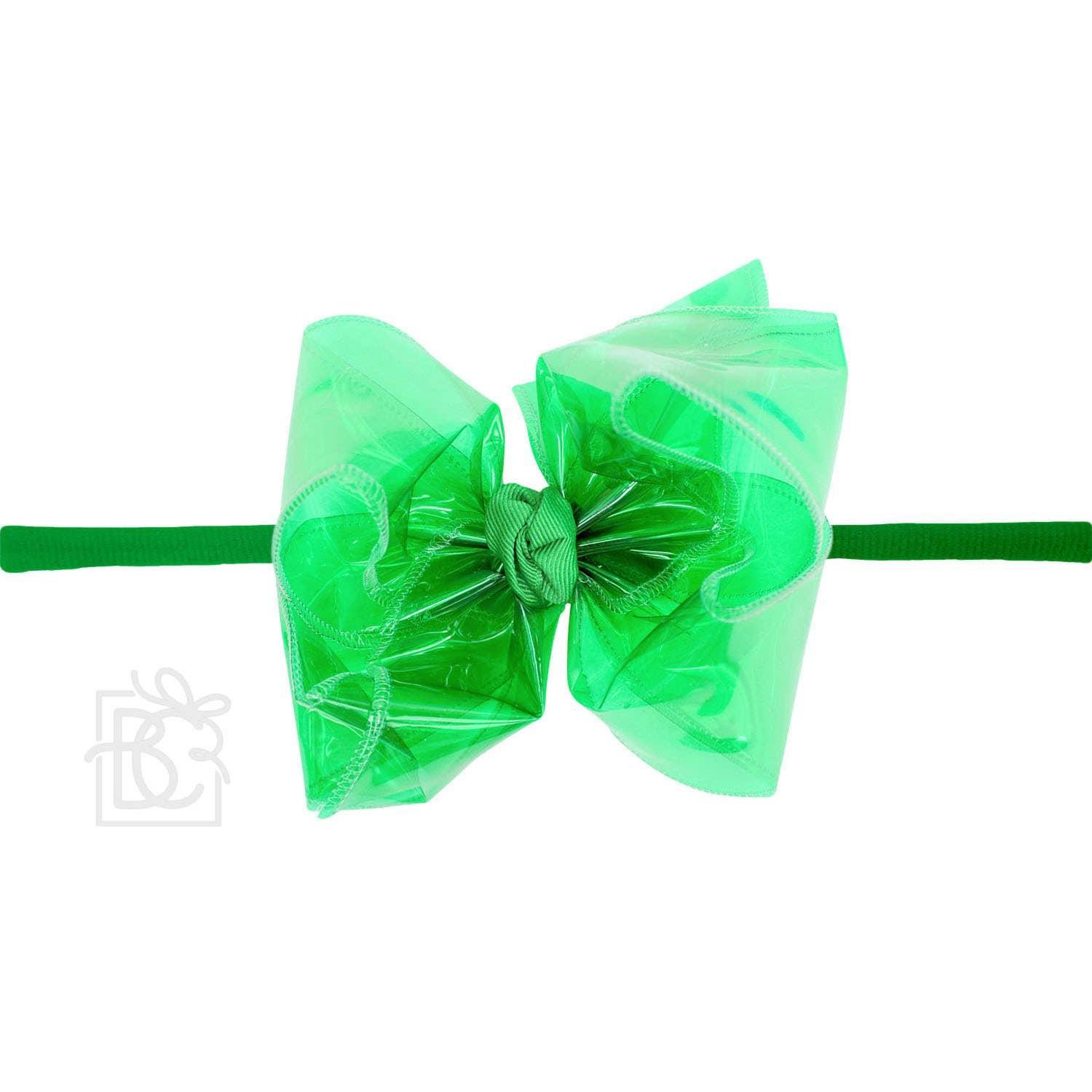 1/4" PANTYHOSE HEADBAND W/WATERPROOF BOW: 5.5" Huge - 2.5" Ribbon / AQUA Product Image