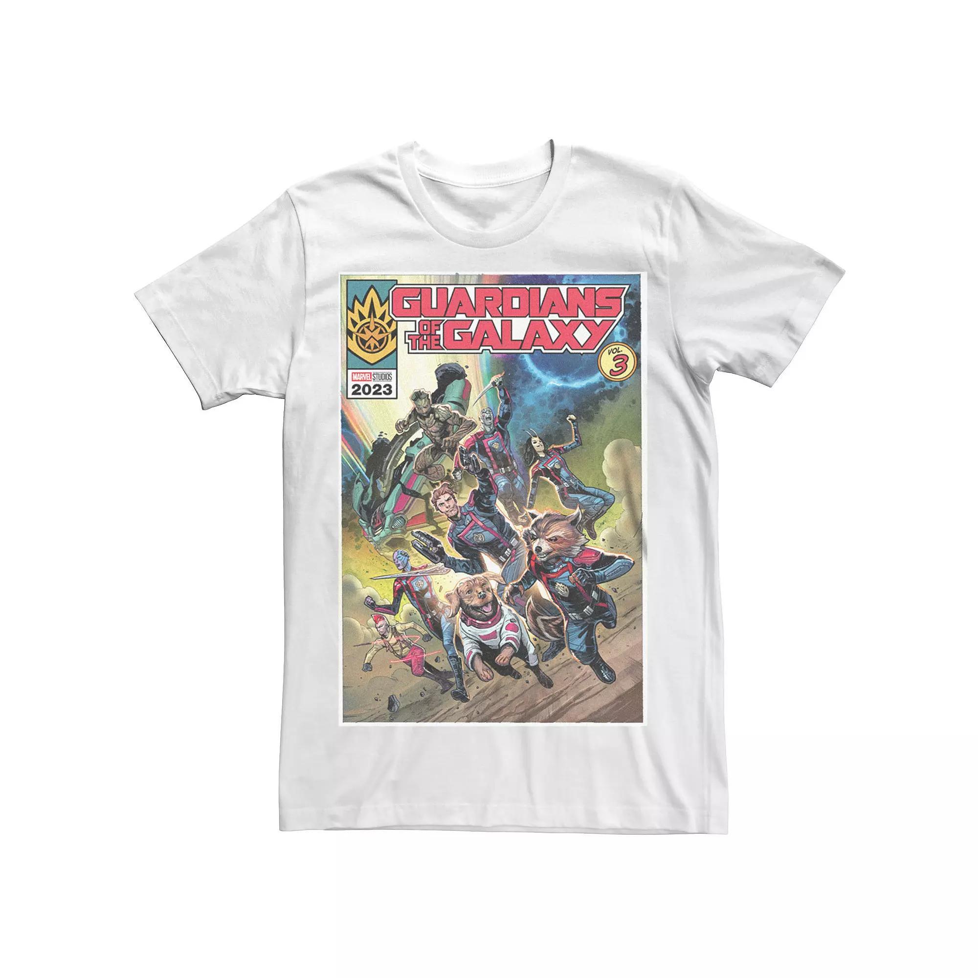 Big & Tall Marvel Guardians Of The Galaxy Vol. 3 Action Comic Cover Graphic Tee, Men's, Size: 4XL Tall, White Product Image