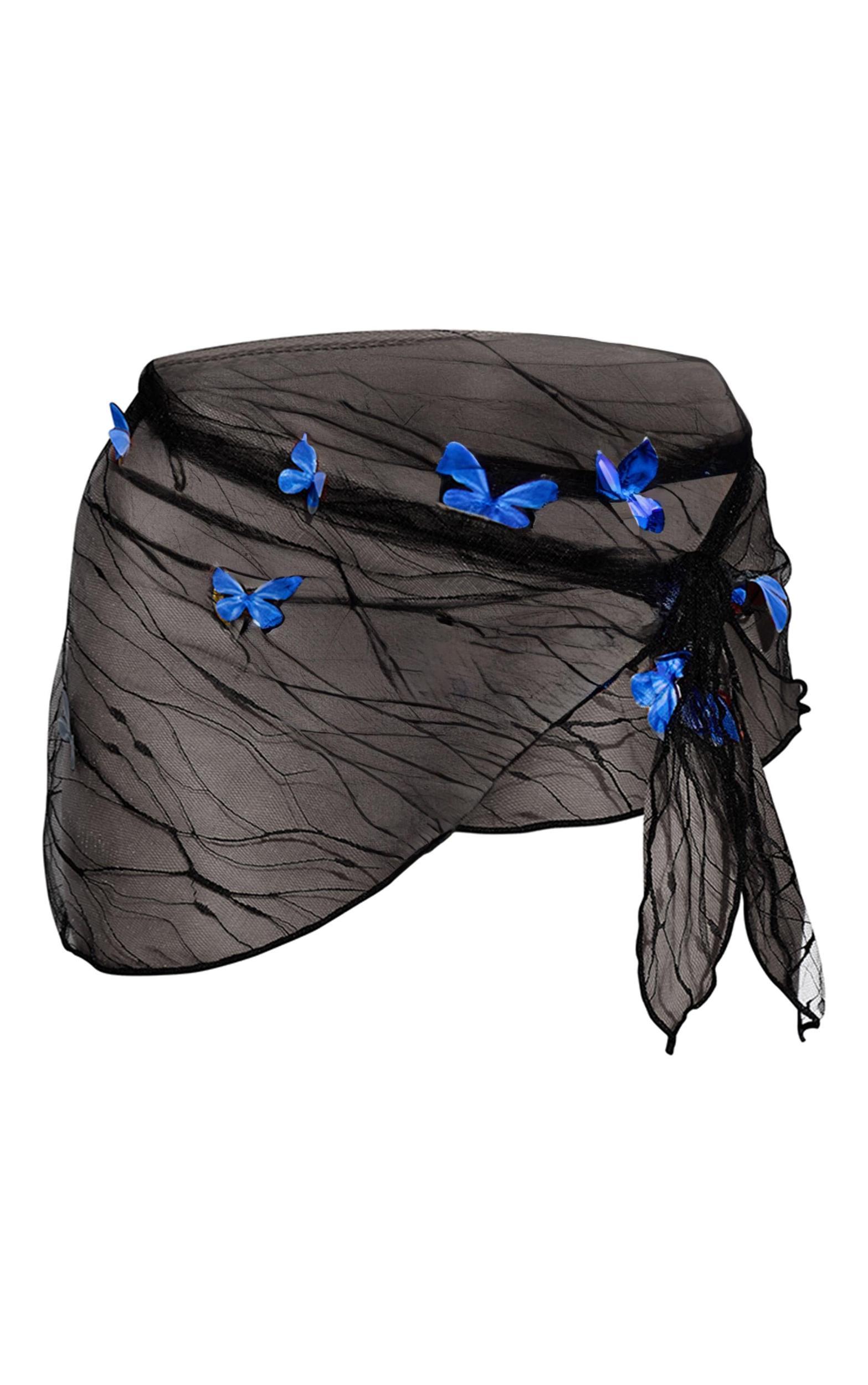 Black Mesh Butterfly Detail Beach Sarong Product Image