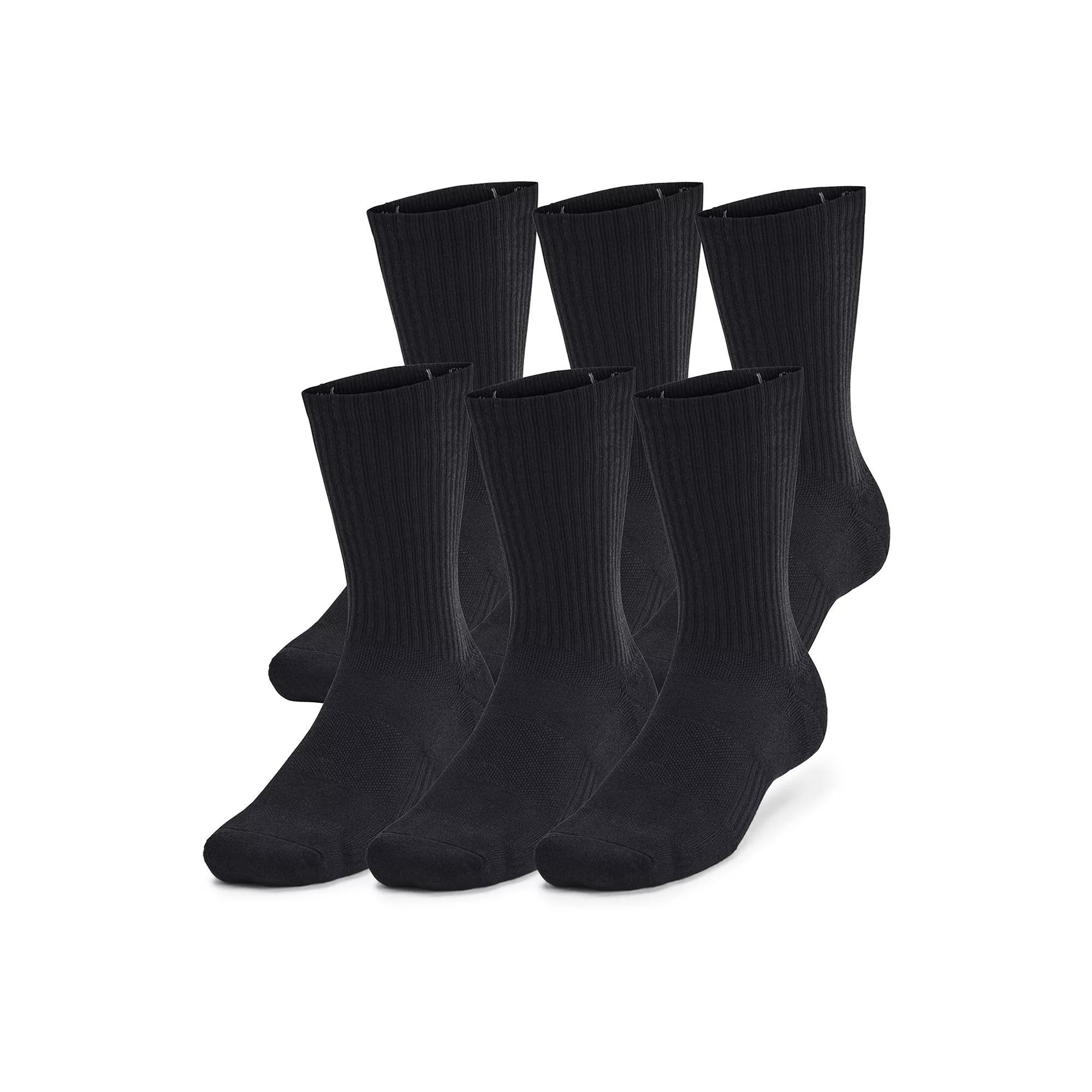 Under Armour Training Cotton 6-Pack Crew Socks, Men's, Size: Large, Black Product Image