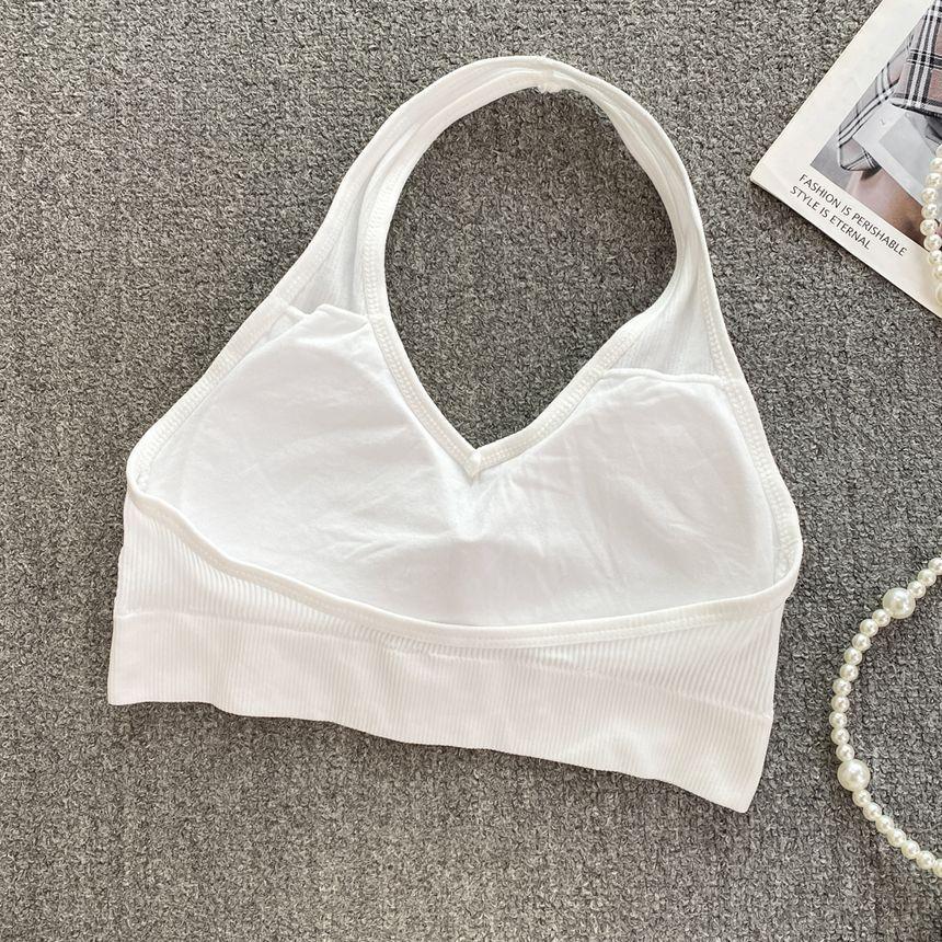 Halter Neck Plain Sports Bra Product Image