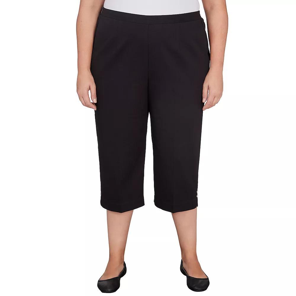 Plus Size Alfred Dunner Twill Split Hem Capri Pants, Women's, Size: 24 W, Black Product Image