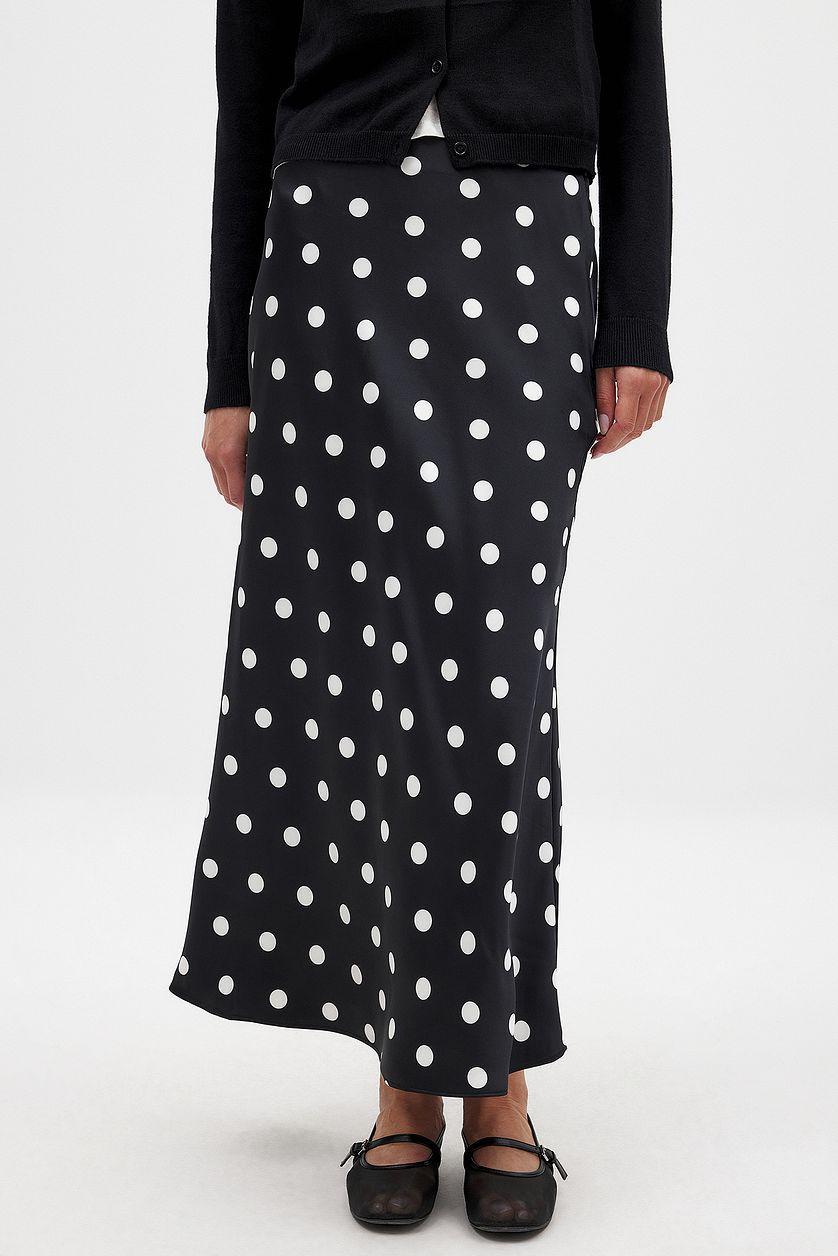 Satin Dot Print Maxi Skirt Product Image