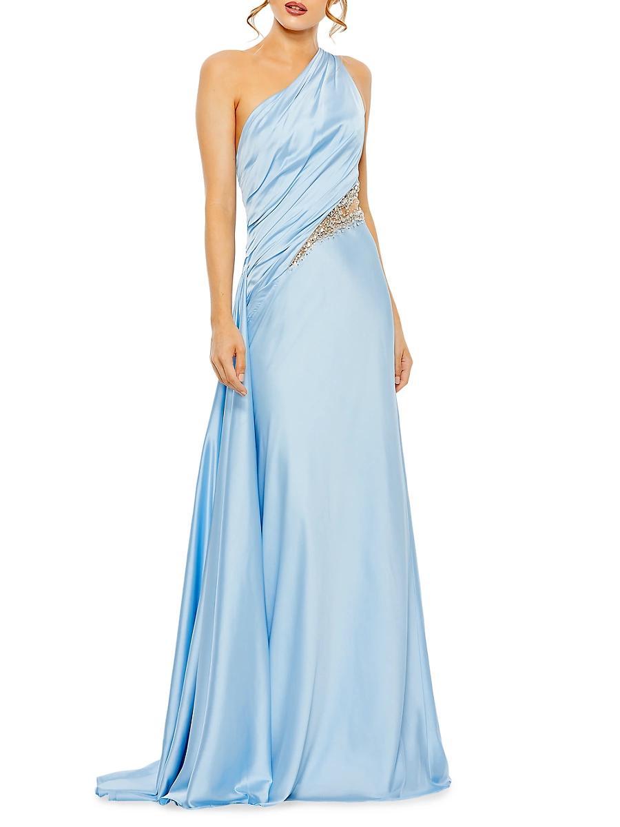Womens Satin One-Shoulder Gown Product Image