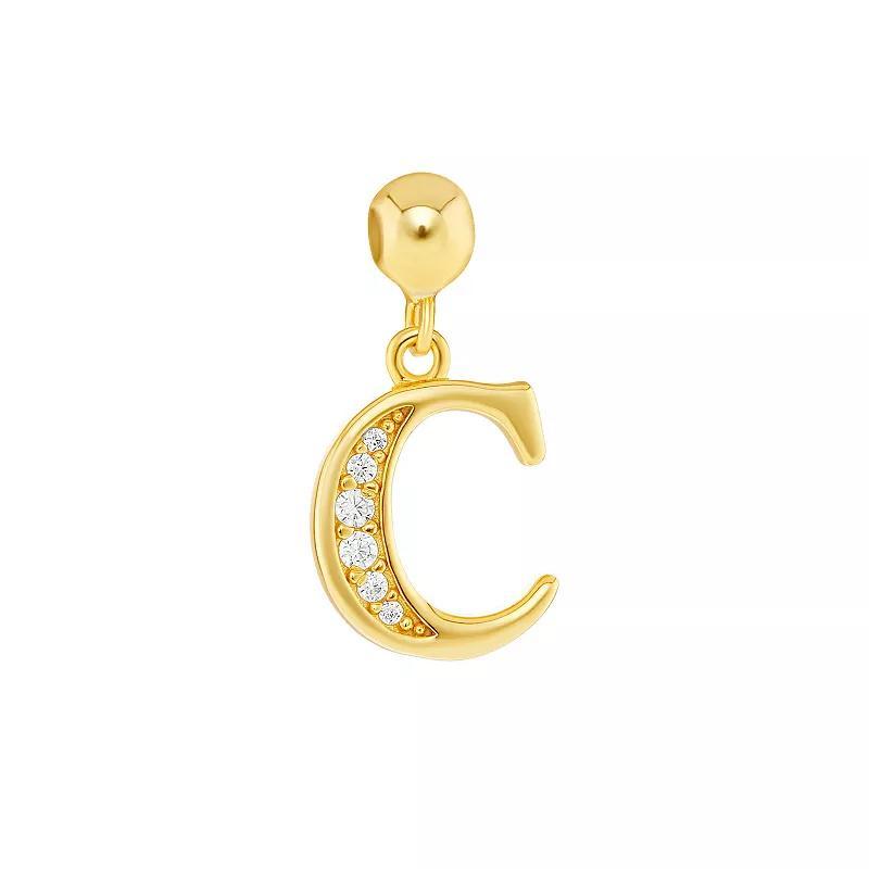 PRIMROSE 18k Gold Plated Pave Cubic Zirconia Initial Sliding Charm, Women's, Yellow Gold Tone S Product Image