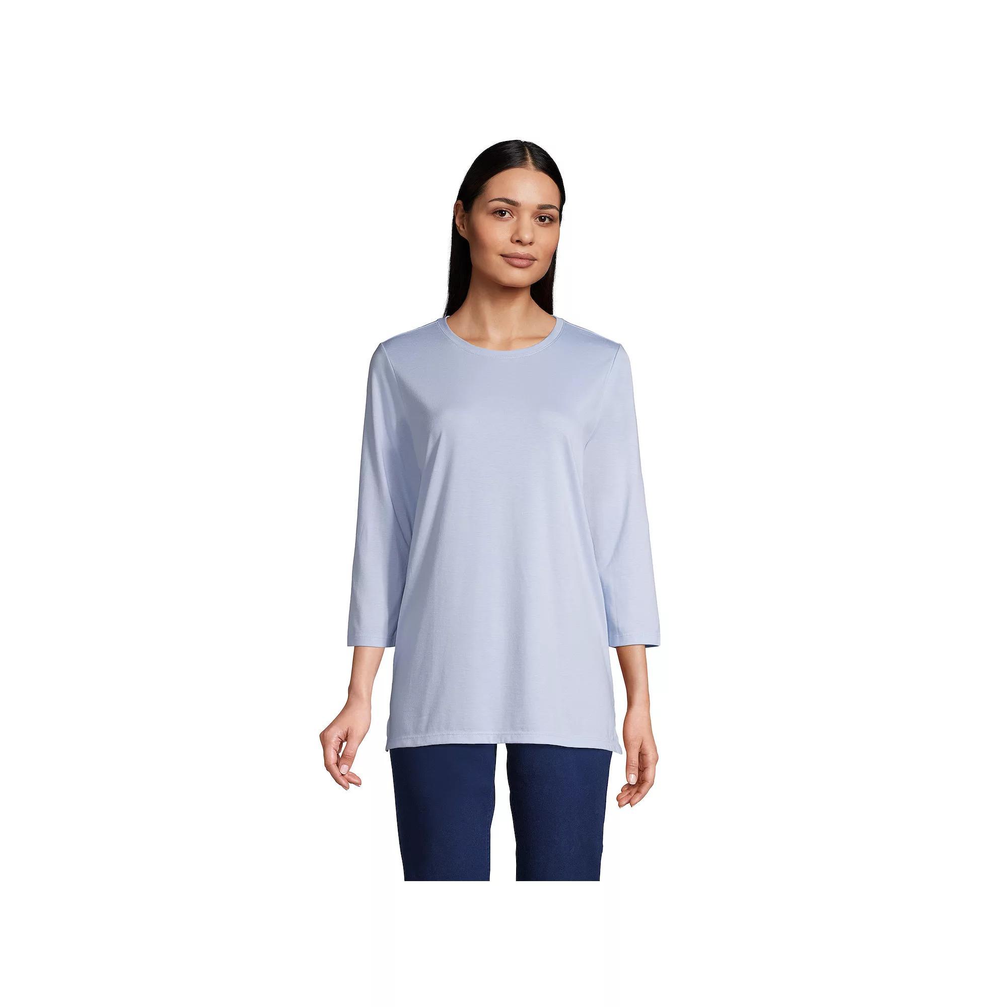 Women's Lands' End Supima Cotton Crewneck Tunic, Size: XS, Soft Blue Haze Product Image