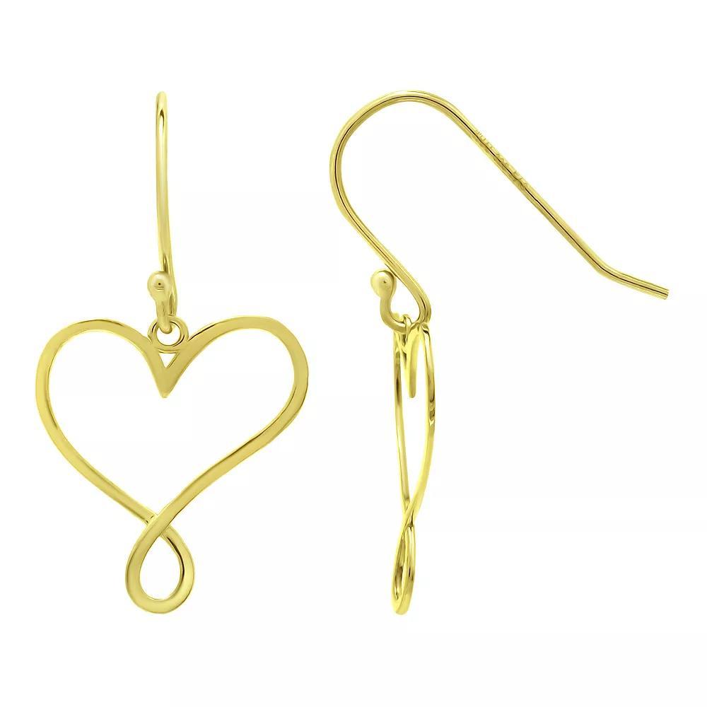 Aleure Precioso Infintiy Heart Fishhook Drop Earrings, Women's, Gold Tone Product Image