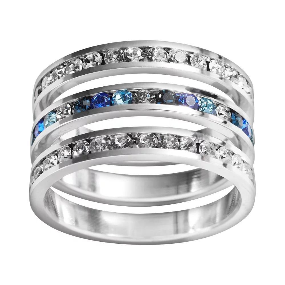 Traditions Jewelry Company Sterling Silver Crystal Eternity Ring Set, Womens White Team Blues Product Image