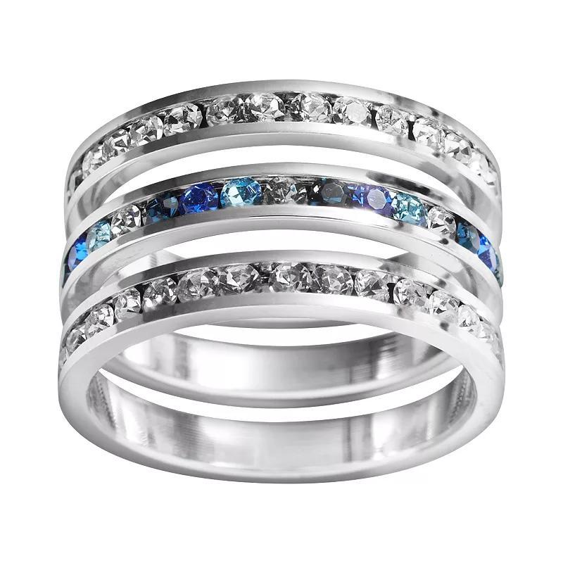 Traditions Jewelry Company Sterling Silver Crystal Eternity Ring Set, Womens White Team Blues Product Image