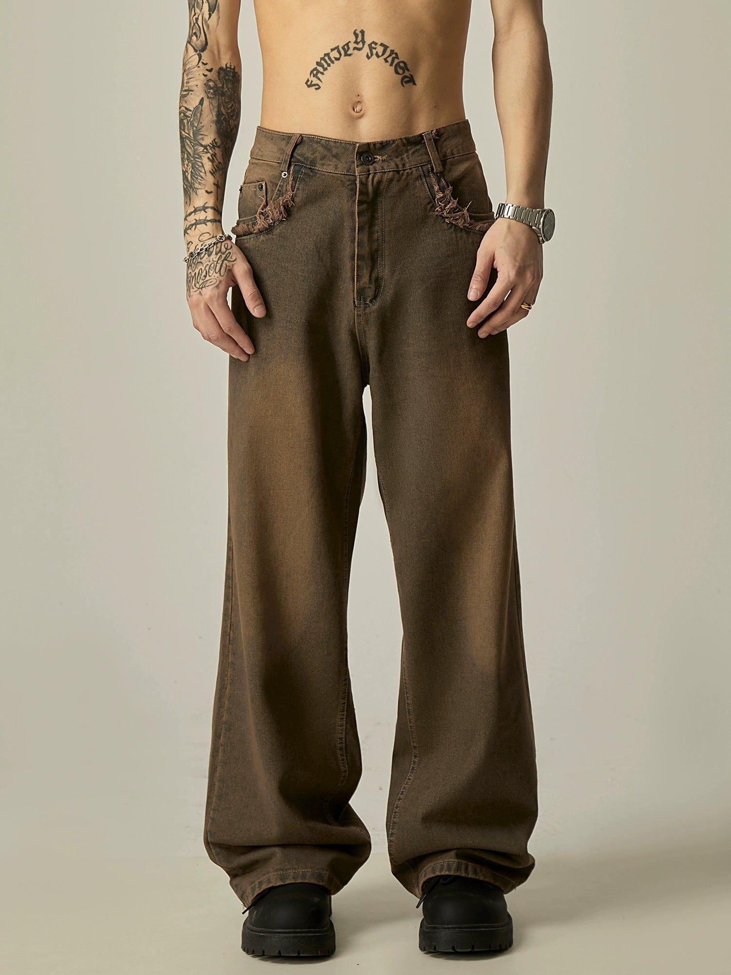 RT No. 11657 RUST BROWN STRAIGHT DENIM JEANS Product Image