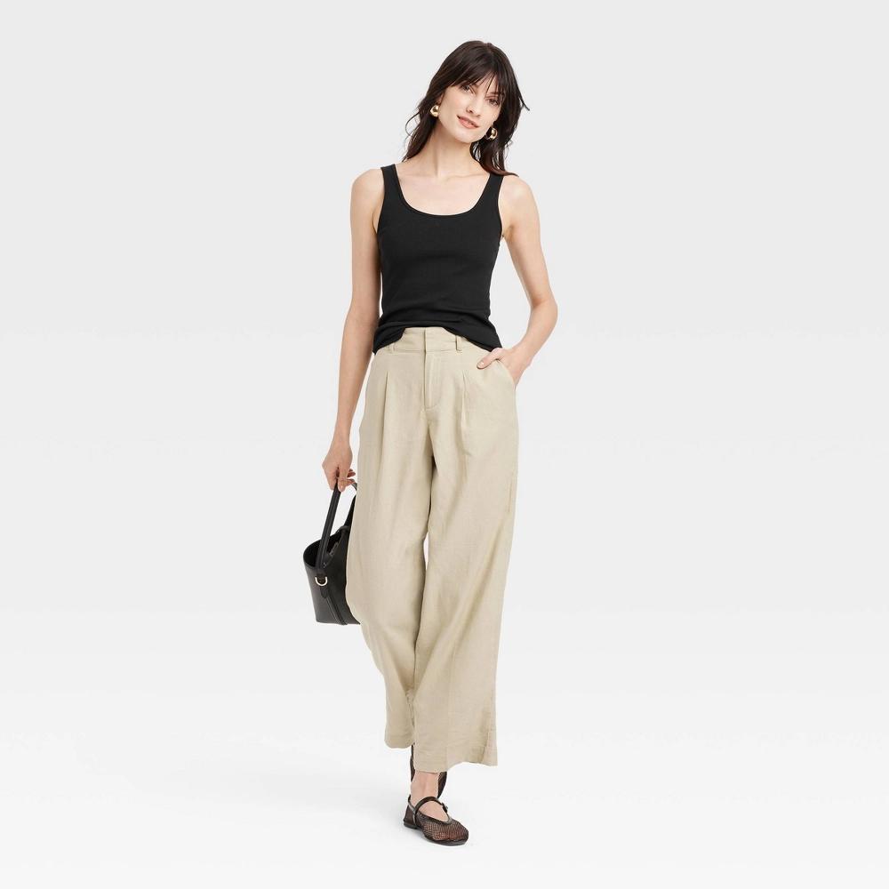 Women's Slim Fit Layered Tank Top - A New Day™ Black L: Cotton Modal Blend, Scoopneck, Pullover Style Product Image