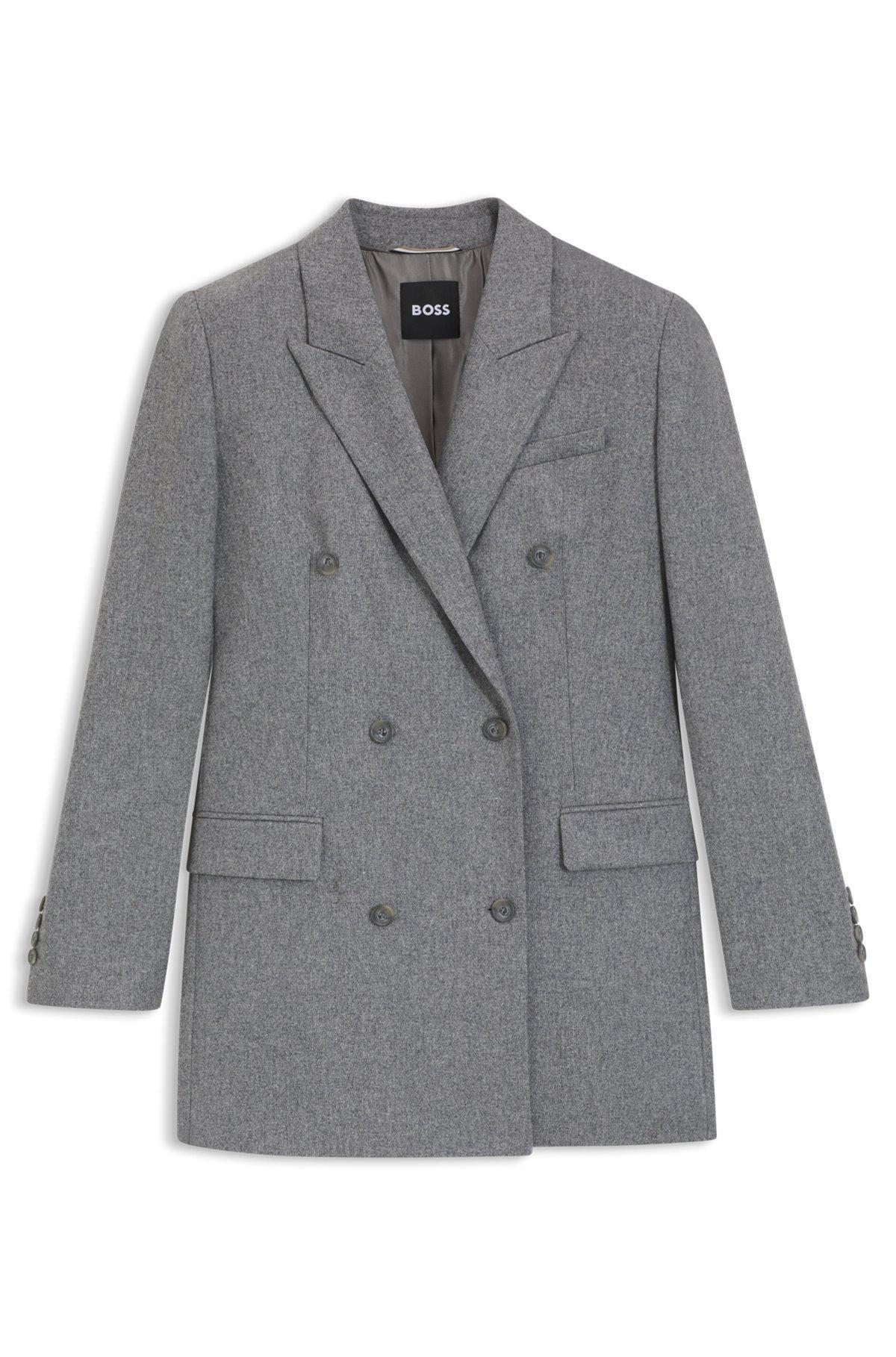 Regular-fit long-length blazer in soft flannel Product Image
