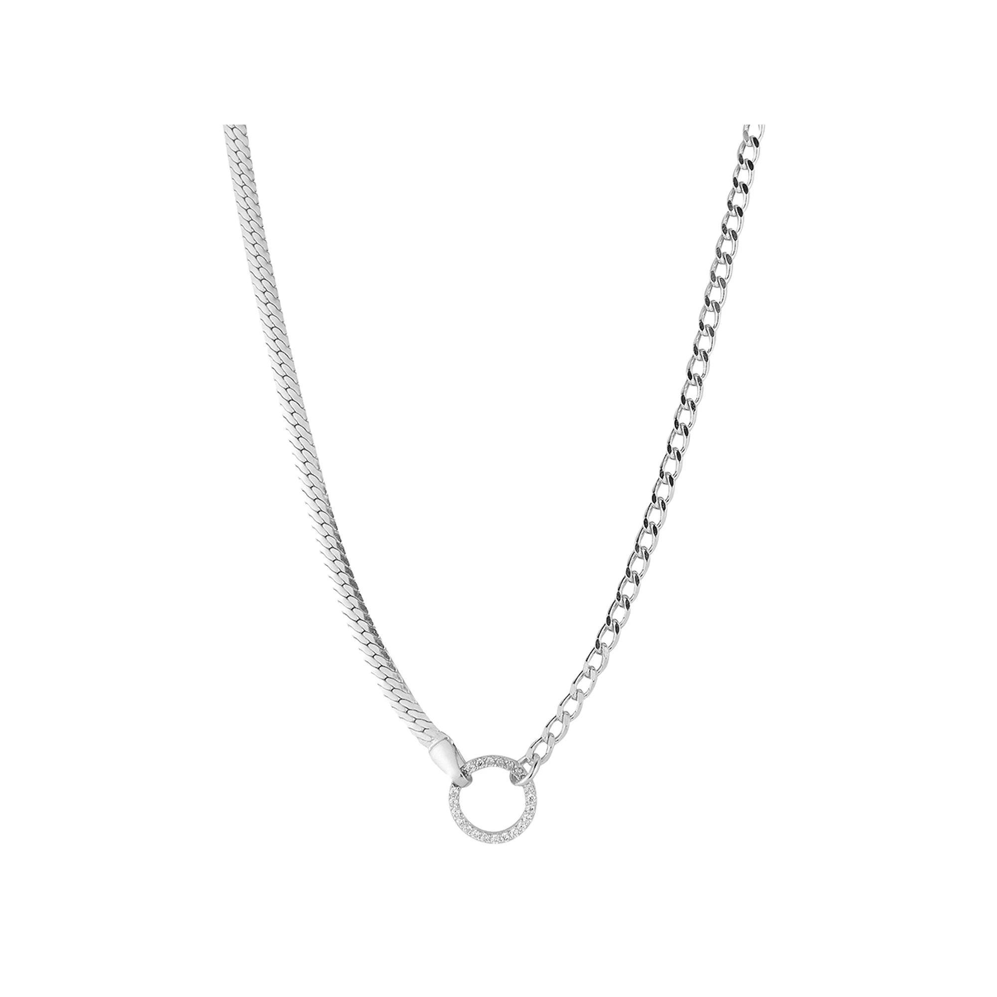 Sunkissed Sterling 14k Gold Over Silver Cubic Zirconia Curb x Snake Chain Choker, Women's, Size: 14", Silver Tone Product Image