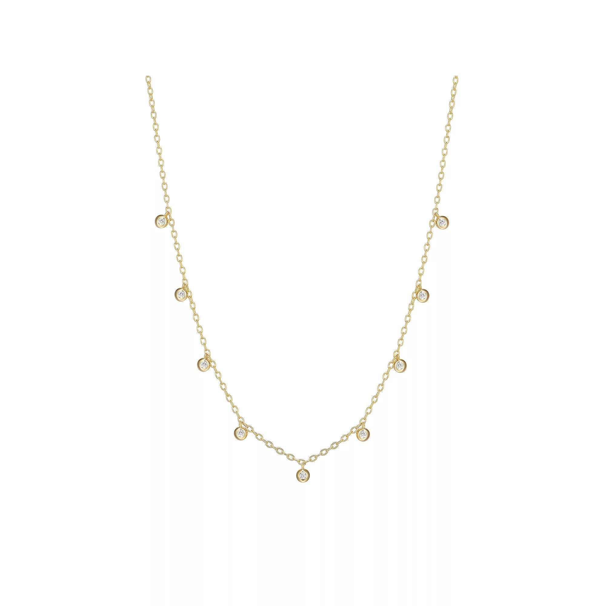 Sarafina 14k Gold Plated Cubic Zirconia Station Necklace, Women's, Gold Tone White Product Image