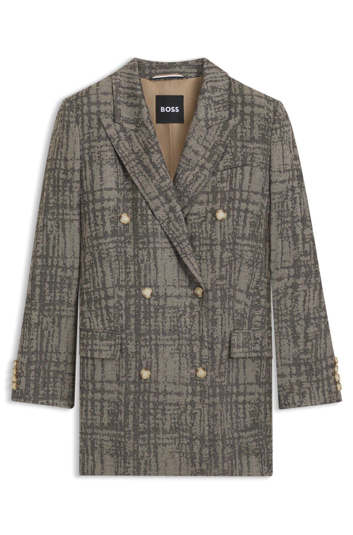 BOSS - Regular-fit blazer with herringbone check - Patterned Product Image