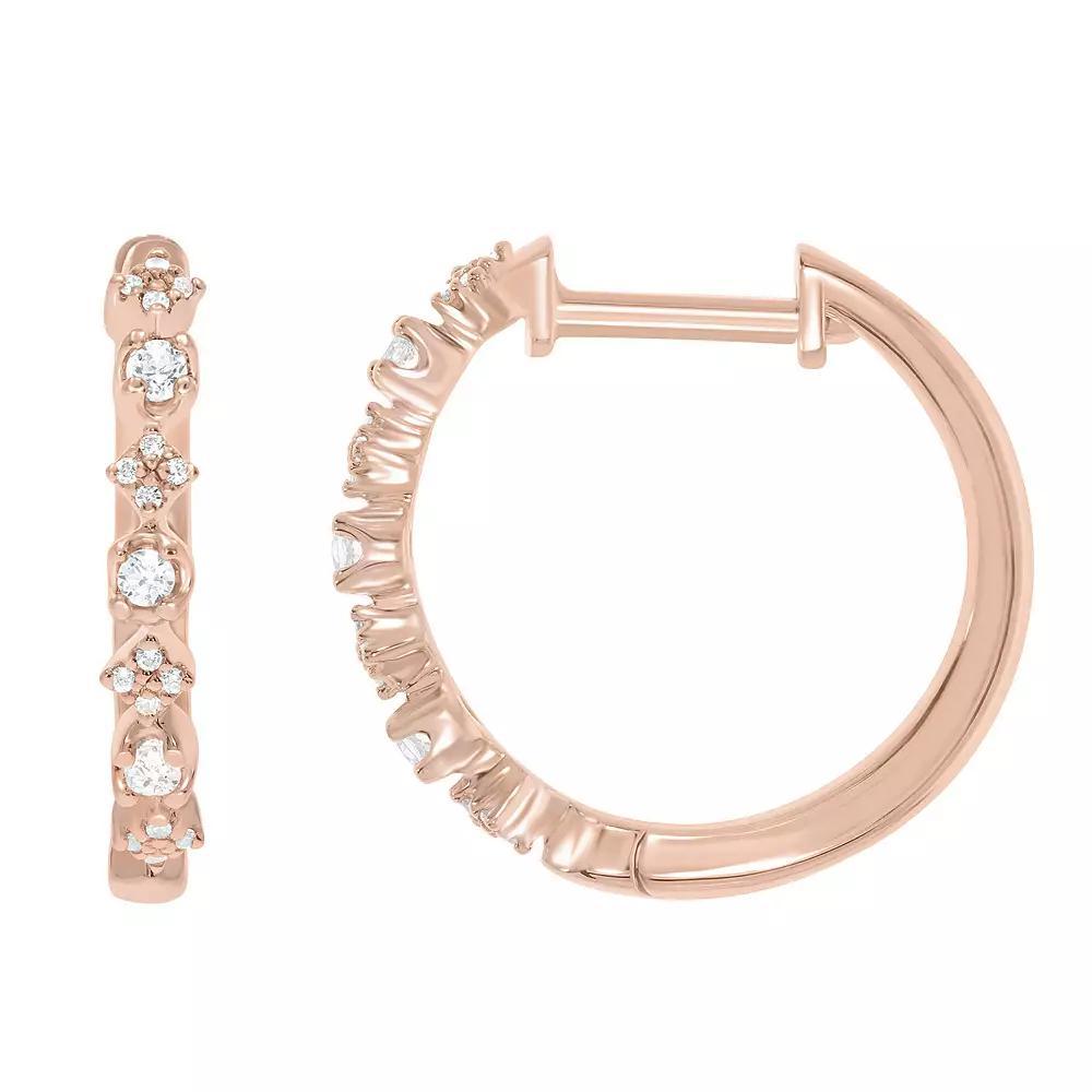 10k Gold 1/5 Carat T.W. Diamond Hoop Earrings, Women's, 10k White Gold Product Image