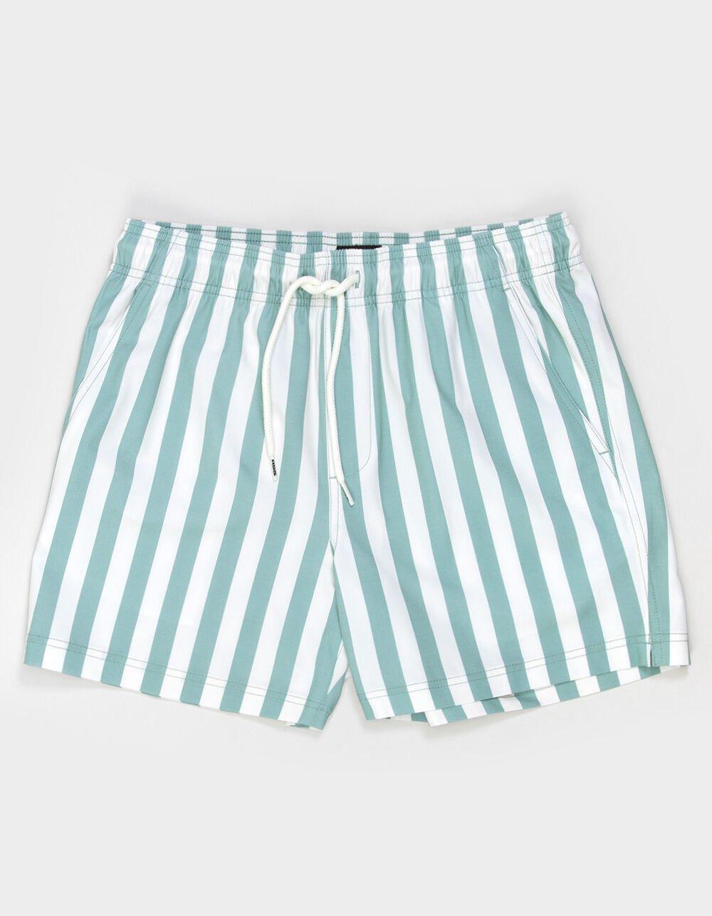RSQ Mens Bold Stripe Swim Shorts - CADET Product Image