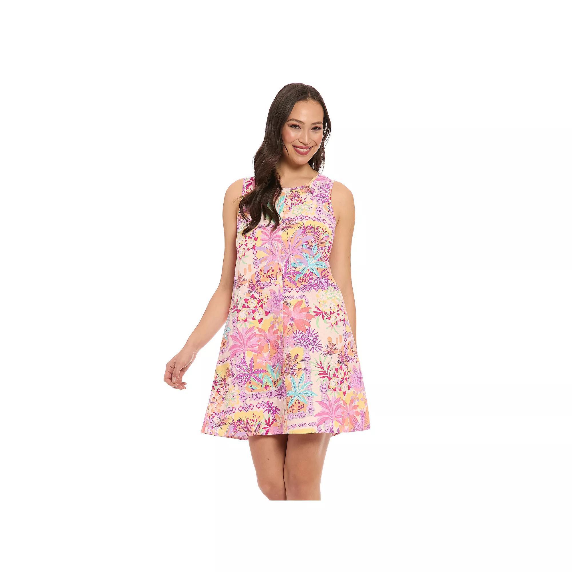 Women's London Times Sleeveless A-Line Swing Dress, Size: Large, Blush Team Product Image